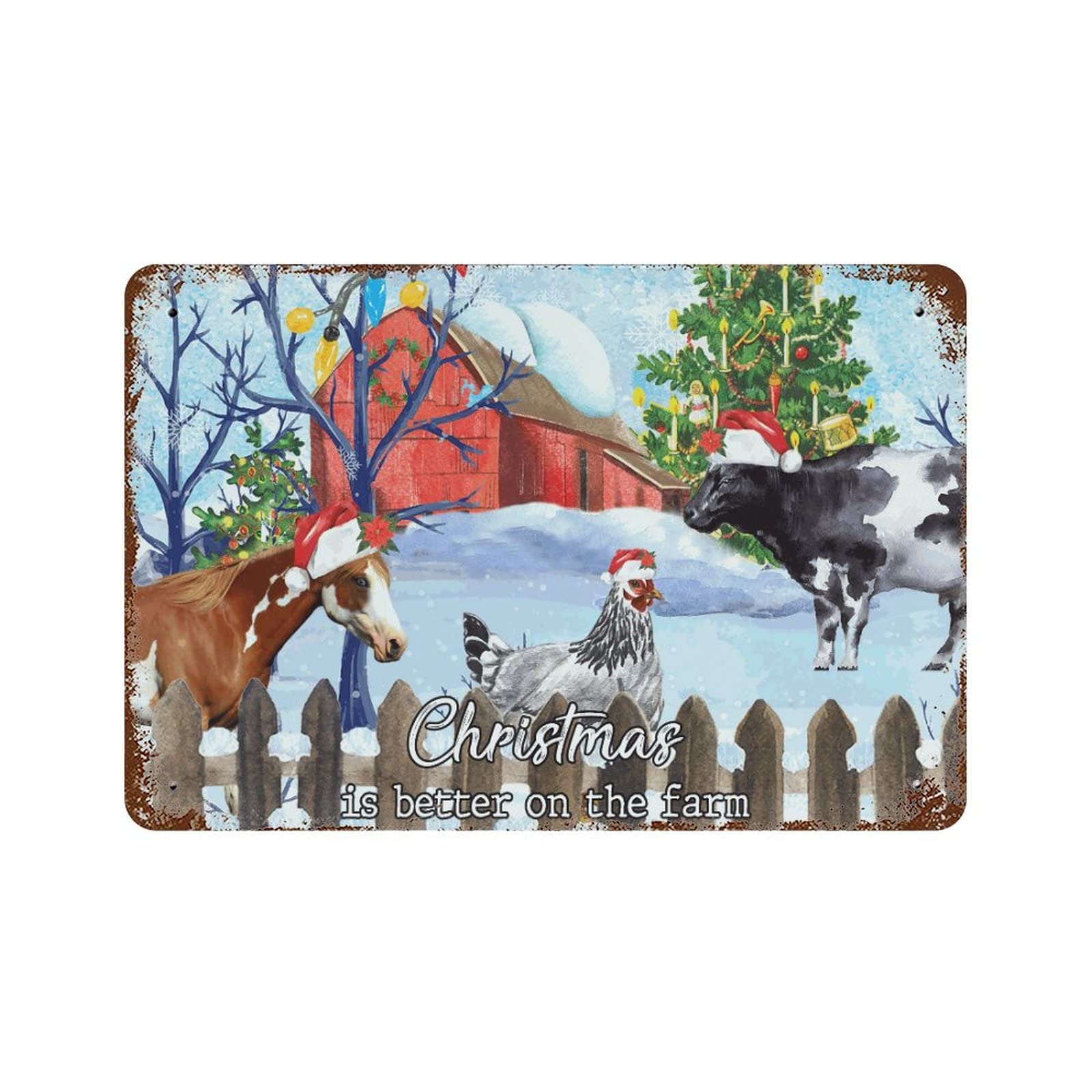 Panneau en métal de Noël 30x45 cm : la solution pour embellir votre mur de garage ou de cour