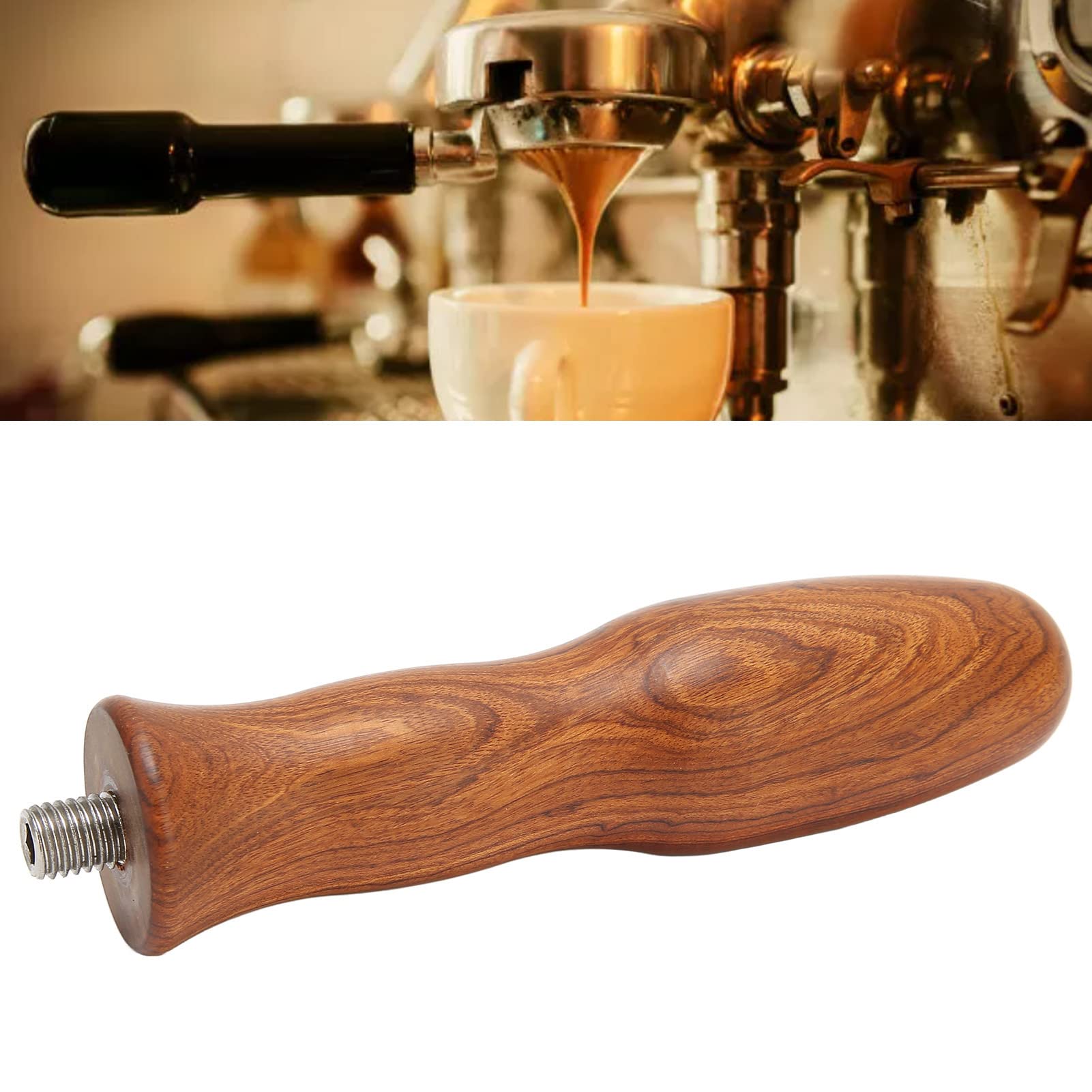 BestAlice Manico Portafiltro Caffè, Manico Portafiltro Caffè in Legno, Filettatura M10 Manico Portafiltro Ergonomico in Legno Ebano per Caffè Home Cafe