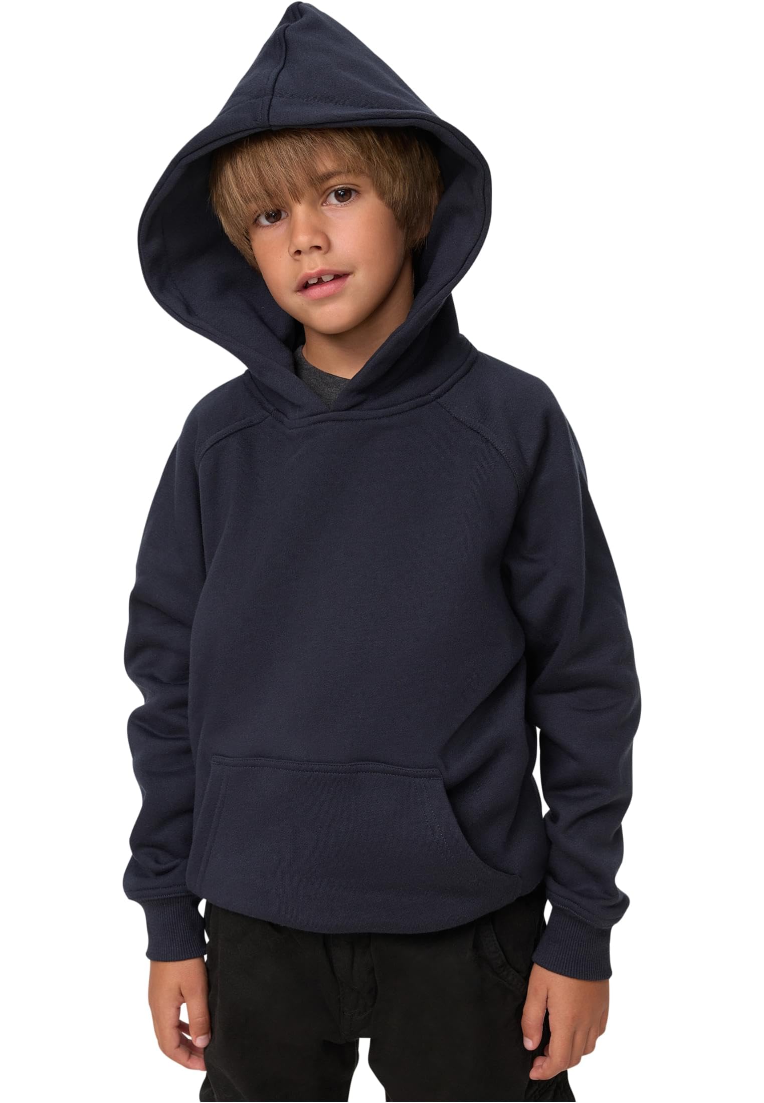 Urban Classics Jungen Boys Blank Hoody Kapuzenpullover, navy, 134/140