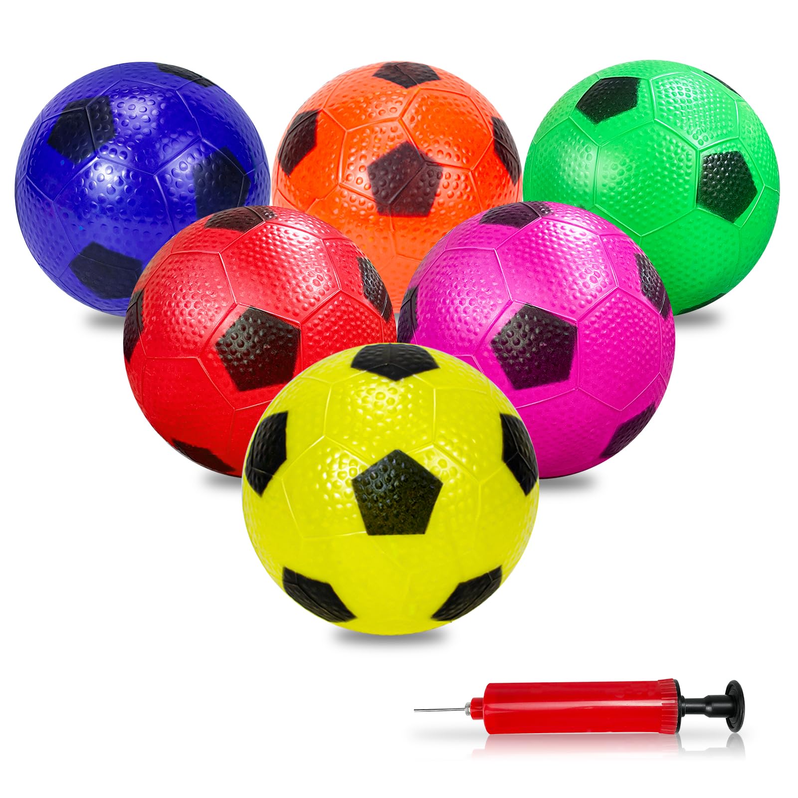 6 Pack Small Footballs for Kids, Soft Inflatable Footballs with Ball Pump, 4-inch Small Colorful football for 3-6 Kids, Ideal for Indoor Outdoor Sports Games Playground, Beach, Pool Party Supplies