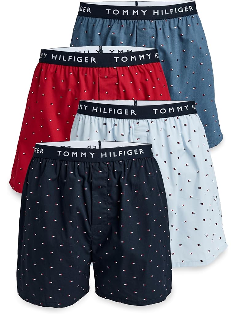 Blue Tommy Hilfiger Woven Cotton Boxer 4-Pack