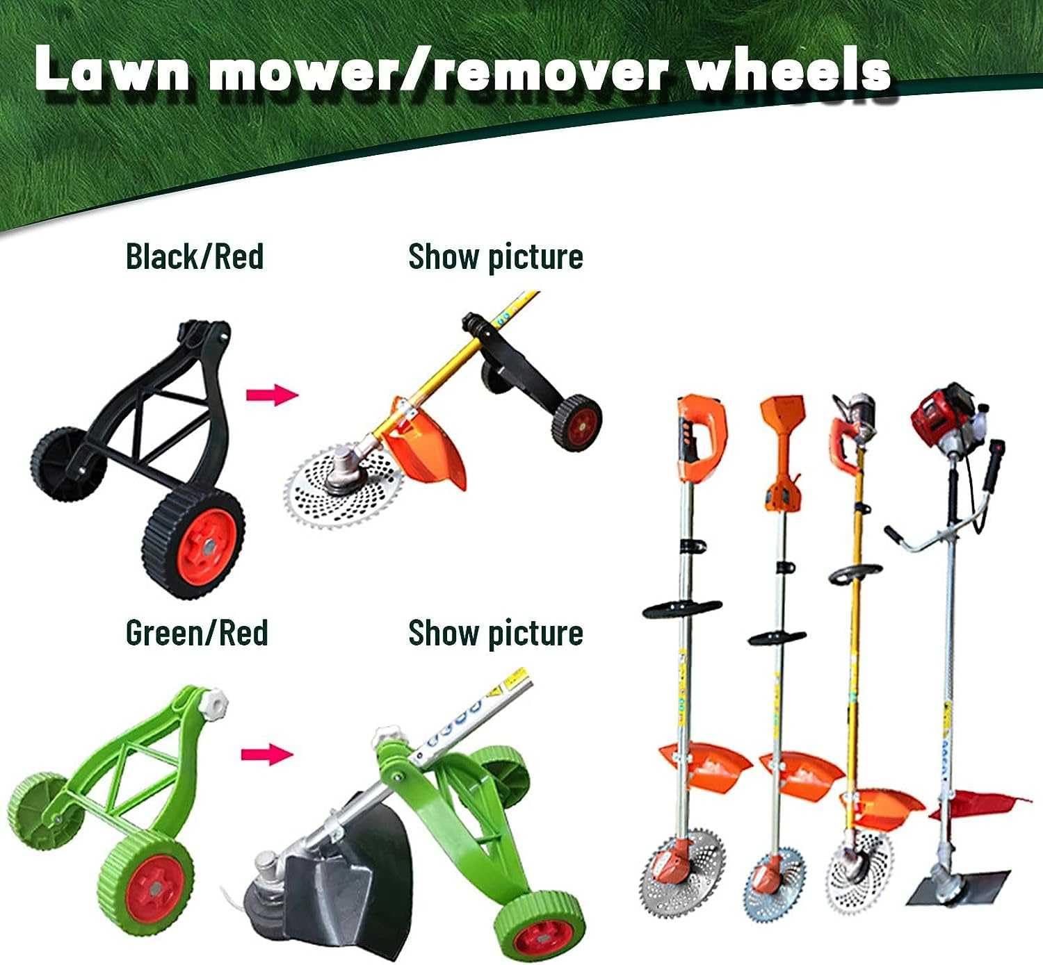 Ruote Di Supporto Per Decespugliatore We-ed - Regolabili In Altezza, Per Tosaerba E Tagliaerba
