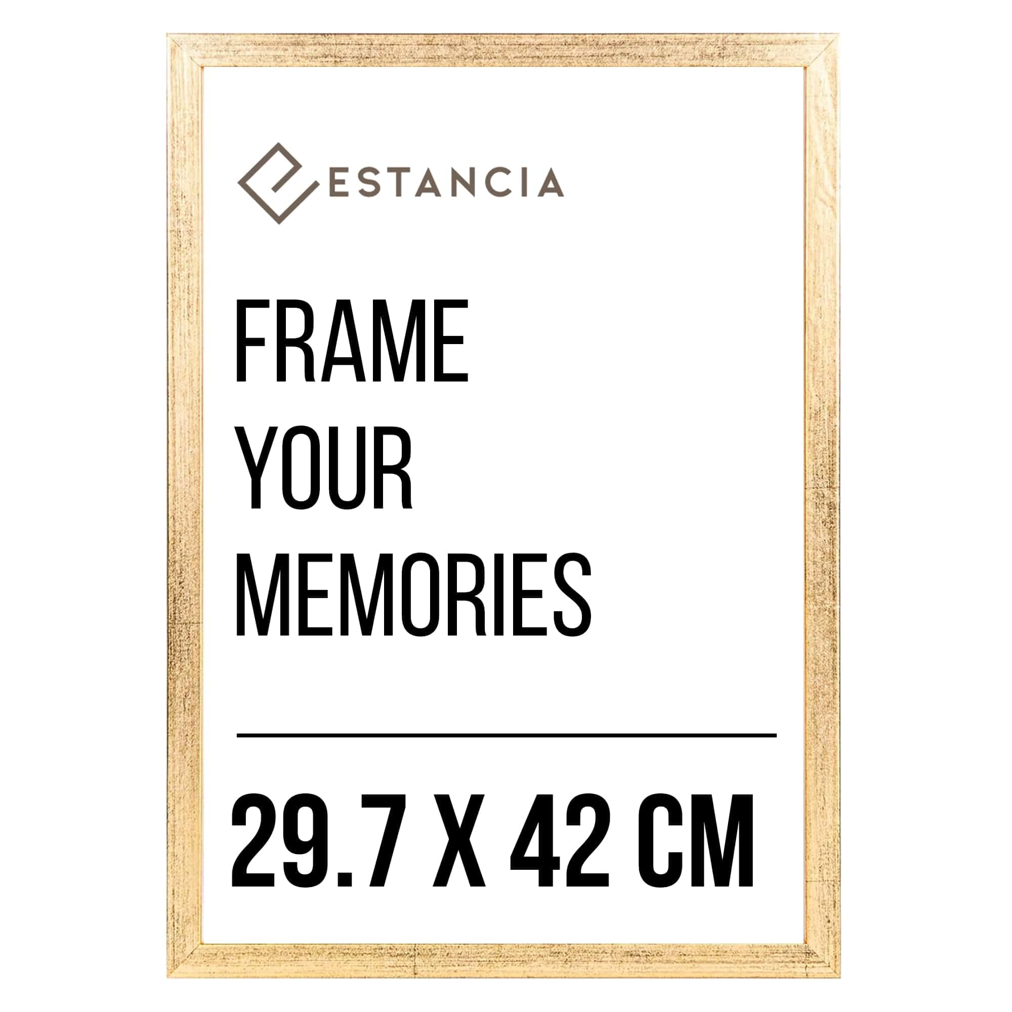Estancia Golden Pine Wood Photo Frame 29.7x42 cm (A3) with Shatterproof Acrylic Glass | Modern 29.7 x 42 cm Wooden Picture Frame