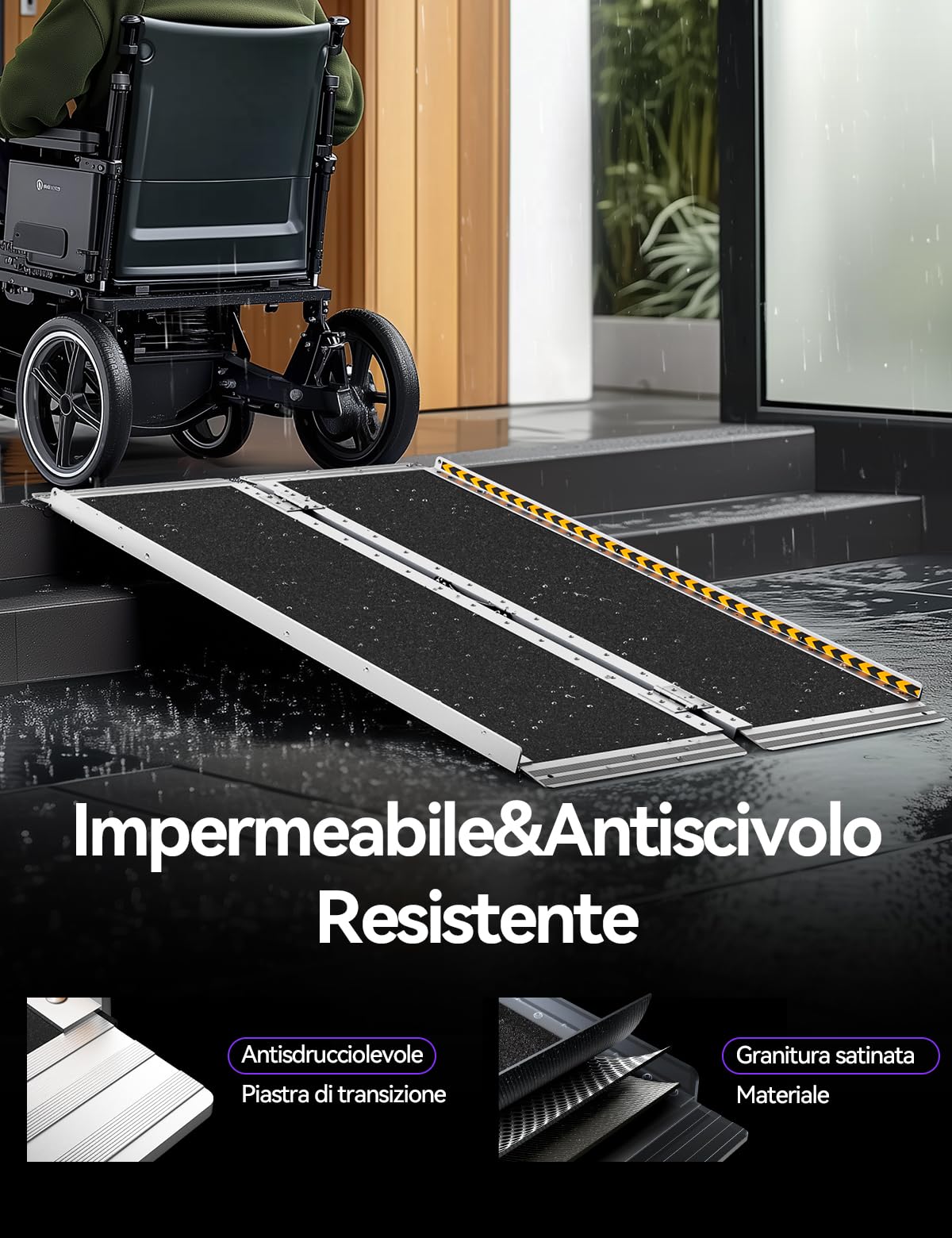 FACHNUO Rampe per Carrozzine 91 cm, 362KG, in Alluminio Pieghevole per Carichi Pesanti con Cerniere Antiscivolo per Scooter, Scale, Veicoli, Carrelli e Passeggini