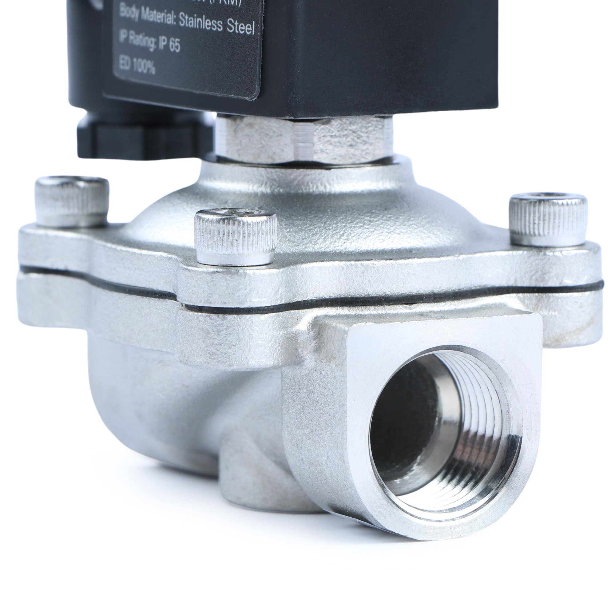 U.S. Solid Elettrovalvola in acciaio inox G 1/2" 24V DC – 10 bar, normalmente chiusa, per acqua, aria, diesel, cherosene, benzina