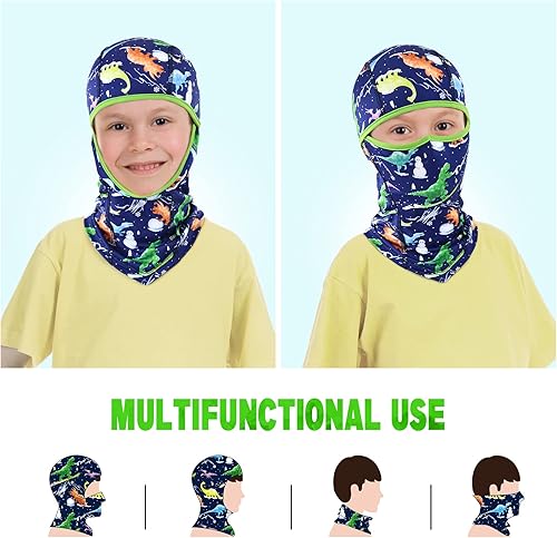 Miniatura 5 de Dinosaurs - Pasamontañas para niños, resistente al viento, calentador de cuello para niños y niñas