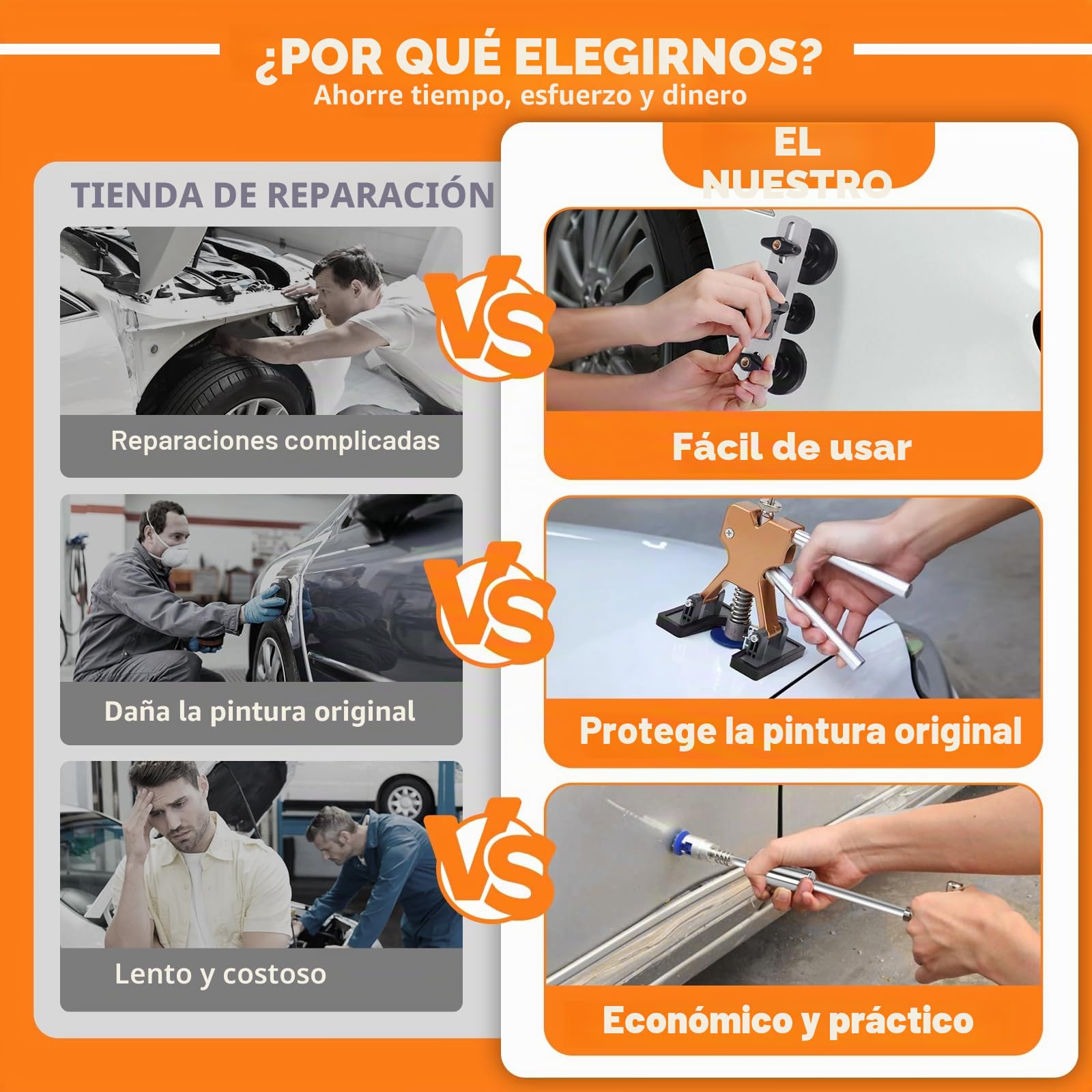 KAOLALI Kit de Extractor de Abolladuras de Coche, 78Pcs Kit de reparación de abolladuras, con Extractor de Abolladuras Dorado de Puente y Pistola de Pegamento para Reparación de Abolladuras de Coche