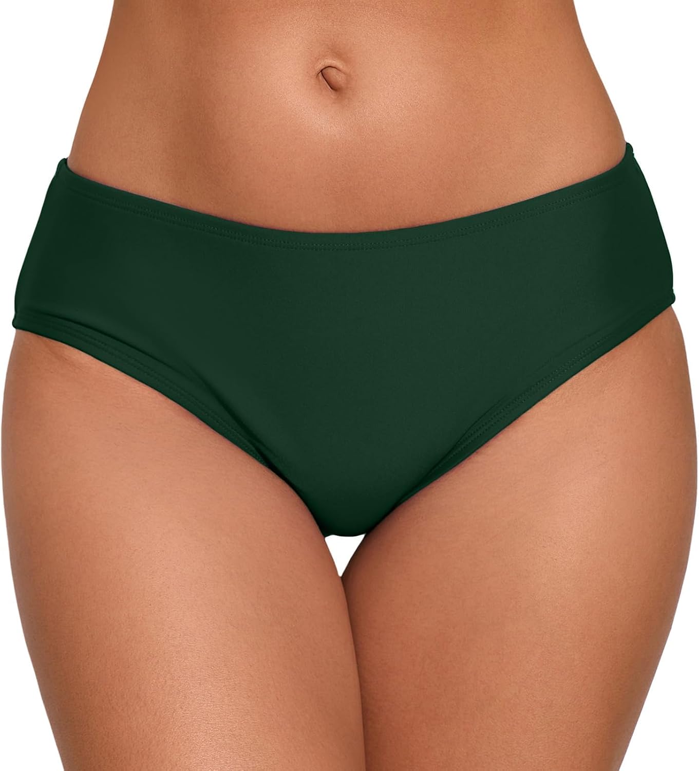 Halcurt Women's Mid Waisted Bikini Swimsuit Bottoms Full Coverage Swim Bottoms