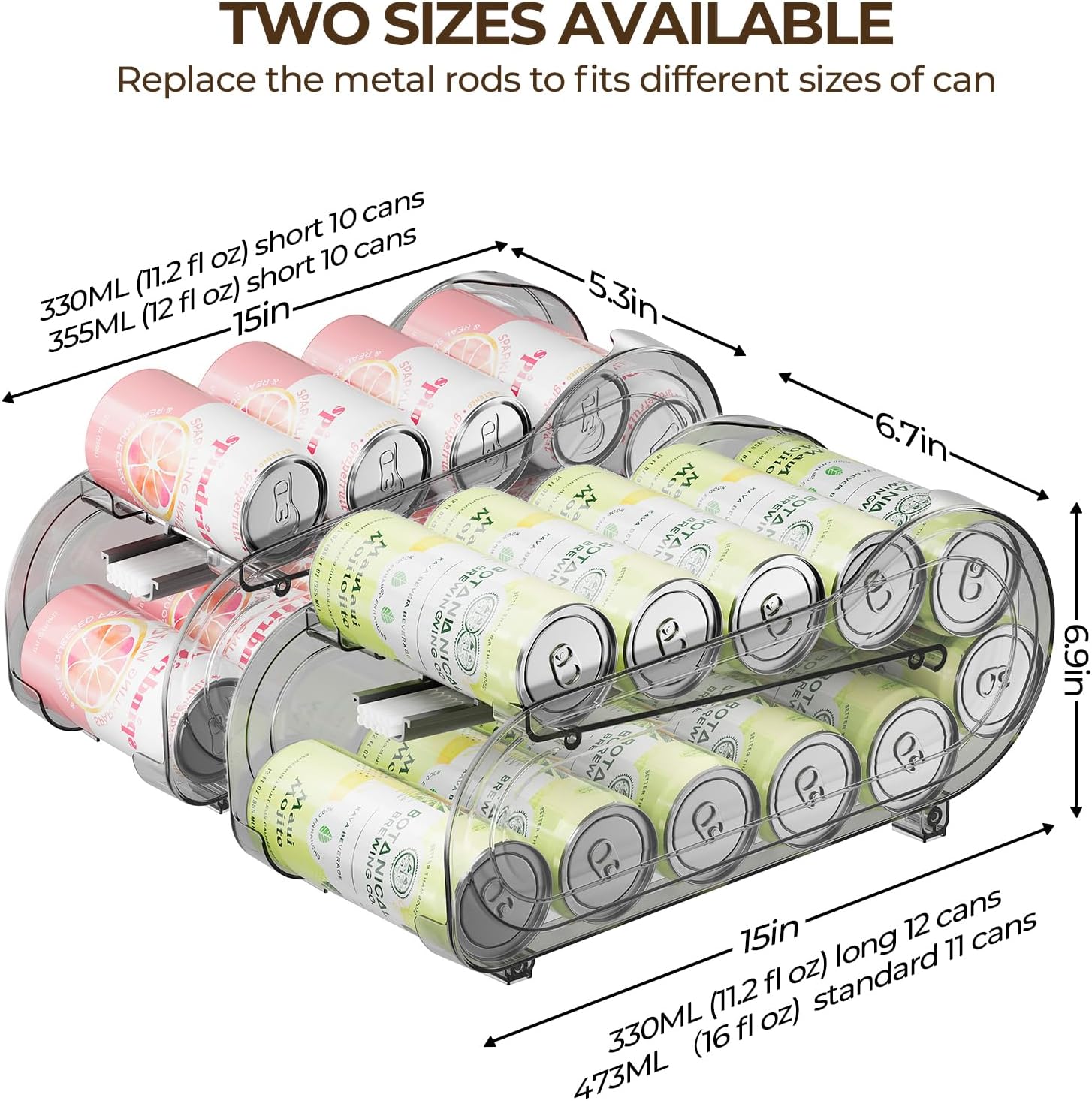 Drink Organizer for Fridge, Soda Can Organizer Dispenser for Refrigerator with Automatic Rolling,Organize Standard Size 11.15oz or 12oz Cans Drink,Save space for Fridge、Kitchen、countertop （2 pack） - Image 4