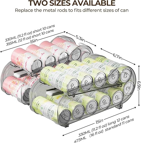 Miniatura 4 de Organizador de bebidas para refrigerador, dispensador organizador de latas de soda para refrigerador con rodamiento automático, organiza latas de