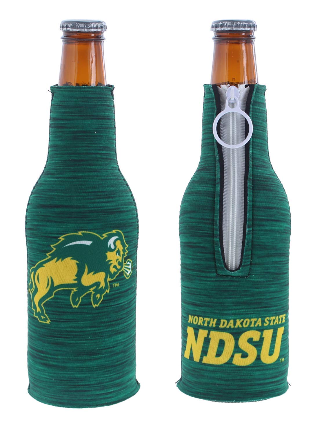 Kolder Team College Logo 2-Sided Insulated Neoprene Zipper Bottle Holder Suit Cooler 2-Pack Set (North Dakota State - Active Static)