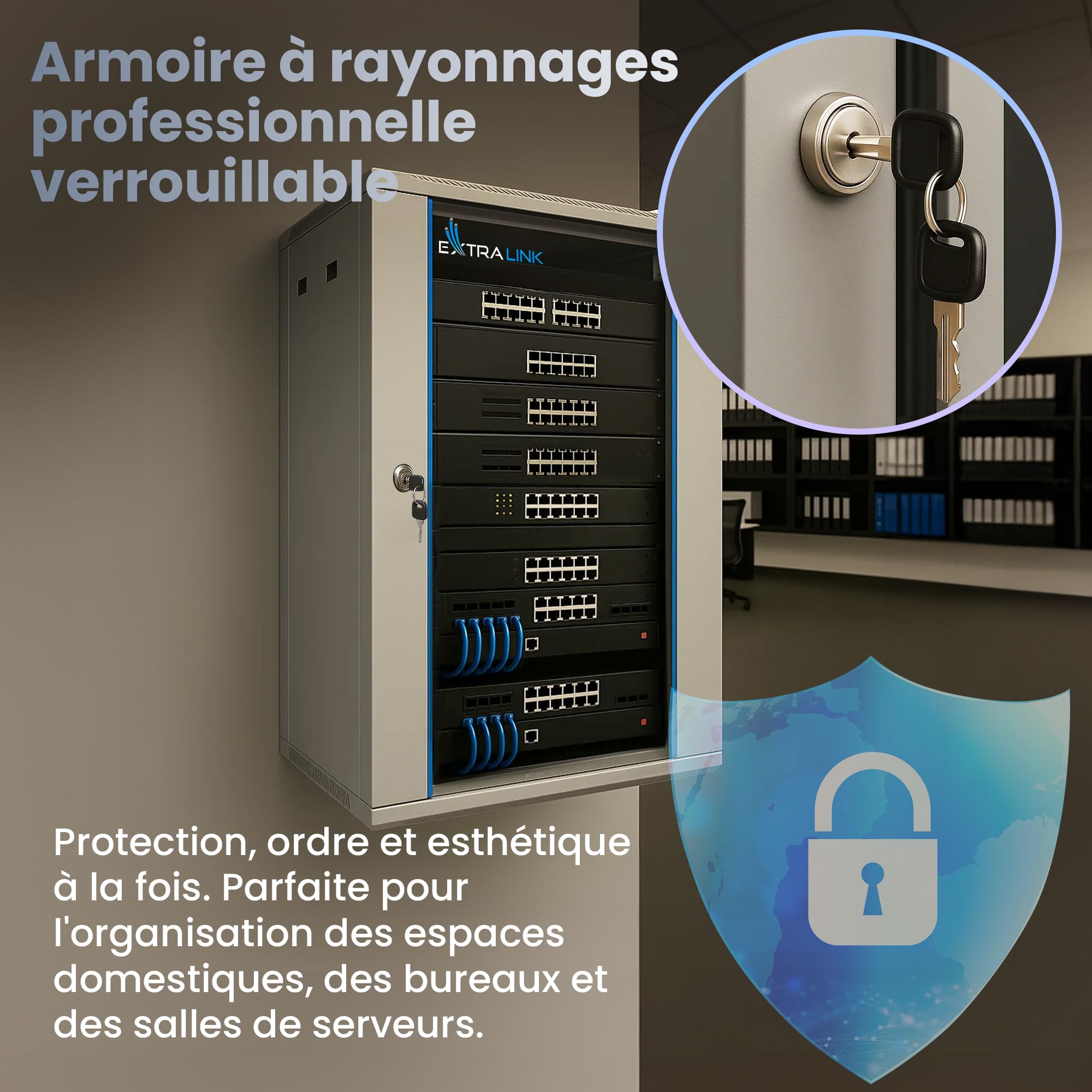 Extralink Baie de Brassage 19 Pouces 6U - Armoire réseau 450mm de