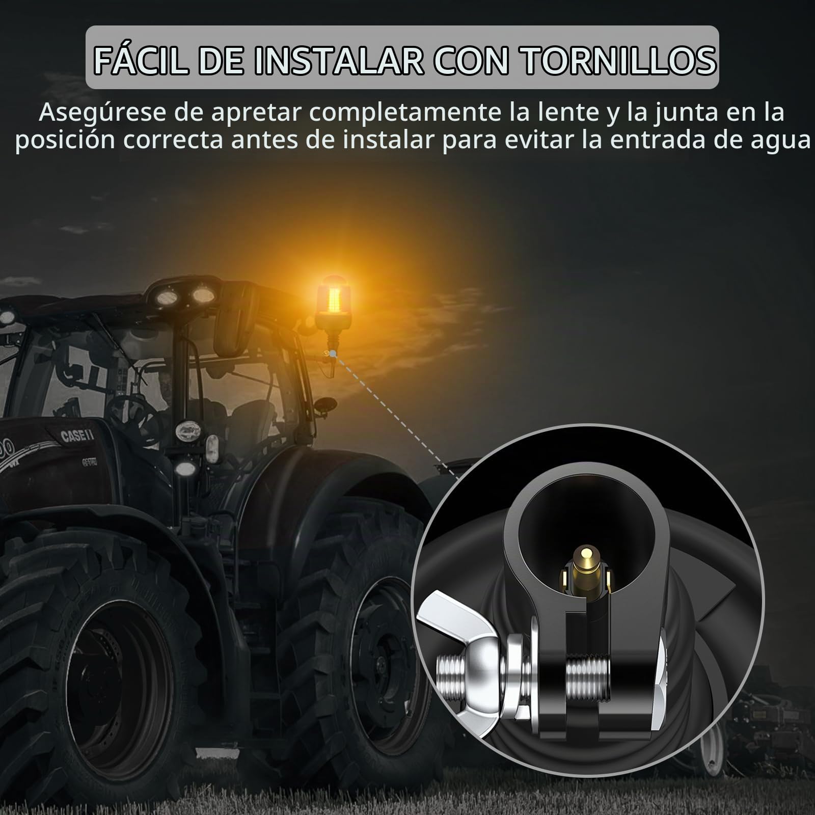 Justech 2PCs Rotativo Luz LED Naranja R65 E9 80LEDs Luz de Emergencia 12V-24V Impermeable IP56 3 Modos de Flash Faro Intermitente de Advertencia para Caravana Camión Tractor