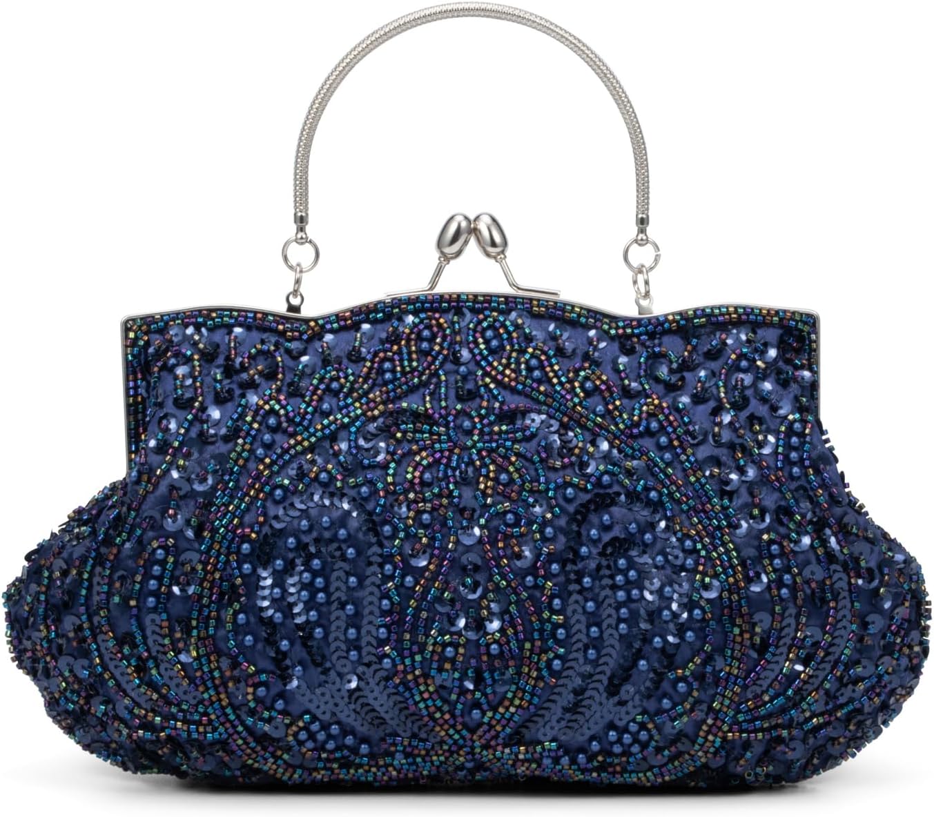 Simcat Beaded Sequin Flower Evening Purse Large Clutch Bag