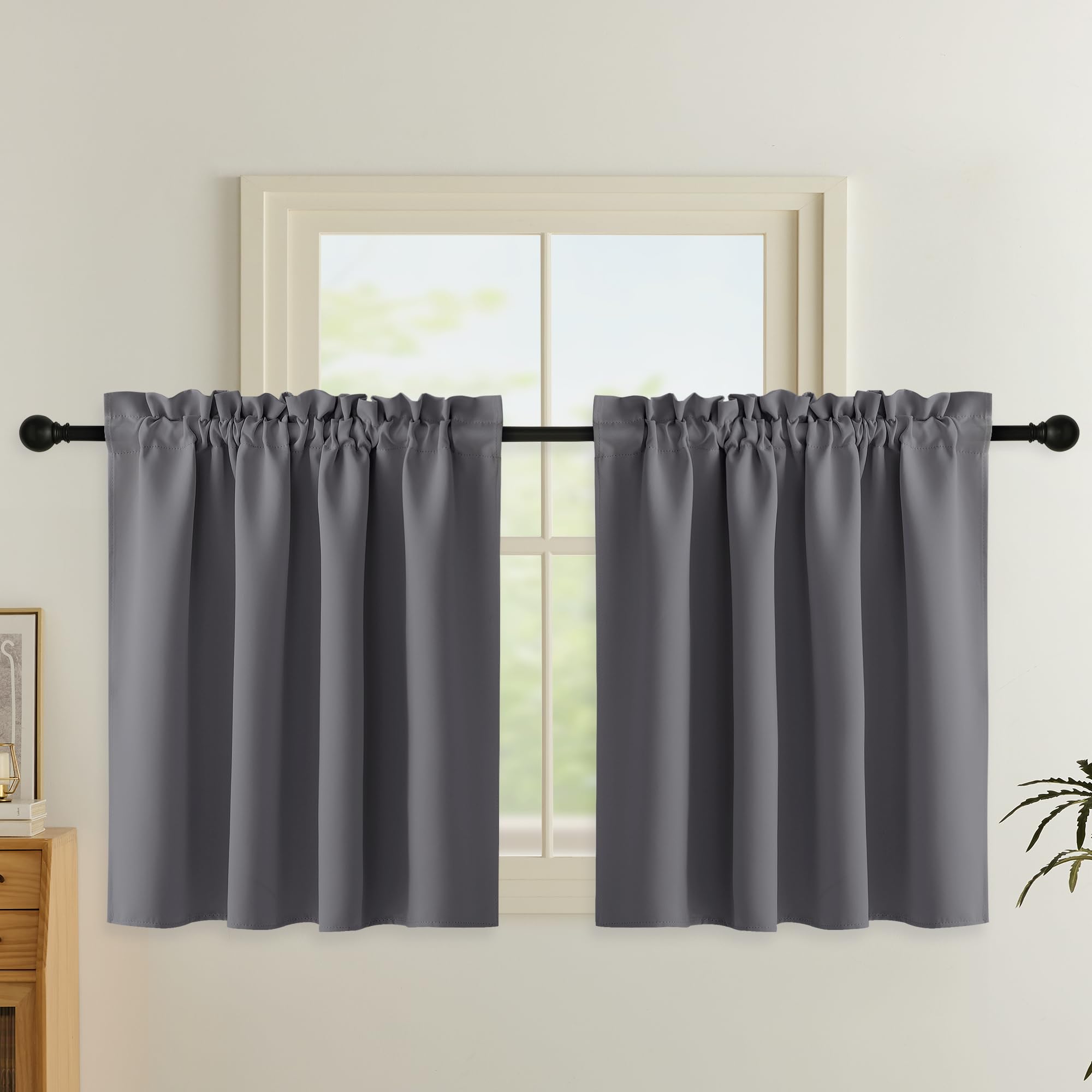 PONY DANCE Cortinas Opacas de Puerta Francesas, Cortinas Termicas Aislantes para Sala de Estar/Dormitorio con Bolsillos de Varilla 2 Piezas,60x150cm,Gris Global Recycled Standard Global Recycled Standard OEKO-TEX STANDARD 100 Global Recycled Standard