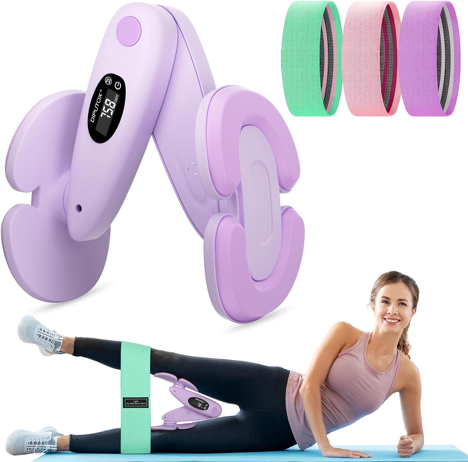 Thigh Master Pelvic Floor Exercise Devices, Kegel Exerciser Pelvic Floor Muscle Trainer, Inner Thigh Trainer for Women with 3 Resistance Bands for Home Gym