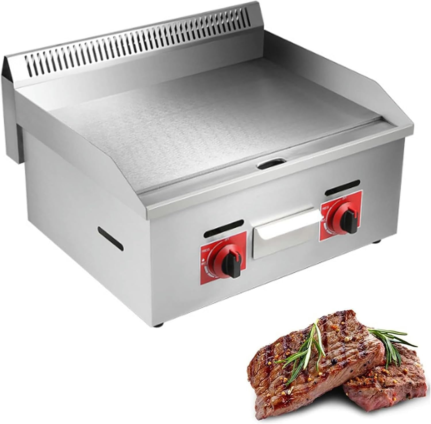 Gas Griddle, Commercial Countertop Grill, Large Stainless Steel Nonstick Griddle, Kitchen Fried Pans, BBQ Grill Barbecue Bacon Egg Fryer, Independent Temperature Control for Home Commercial