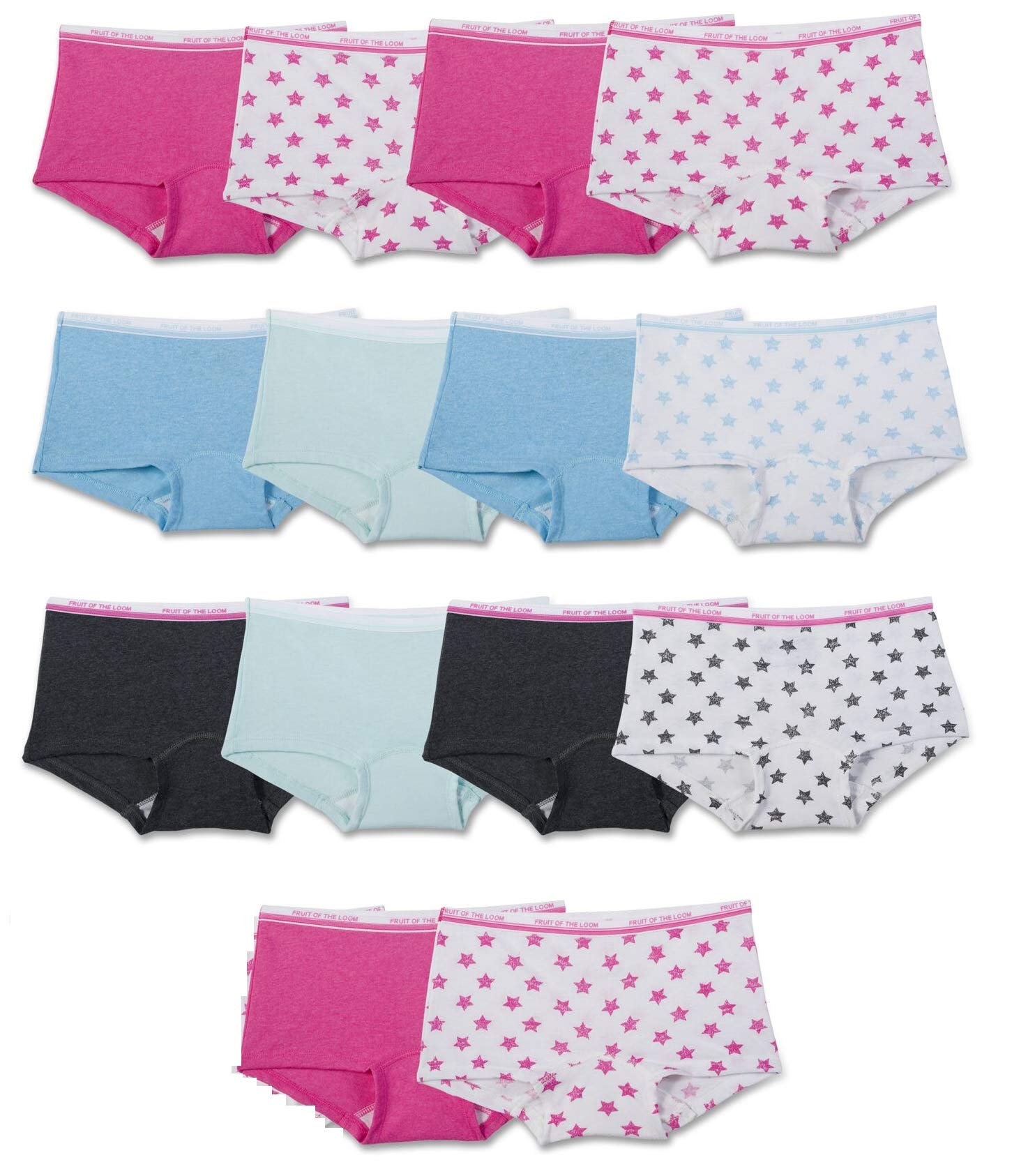 Fruit of the Loom Girls 14 Pack Boyshort Underwear Size