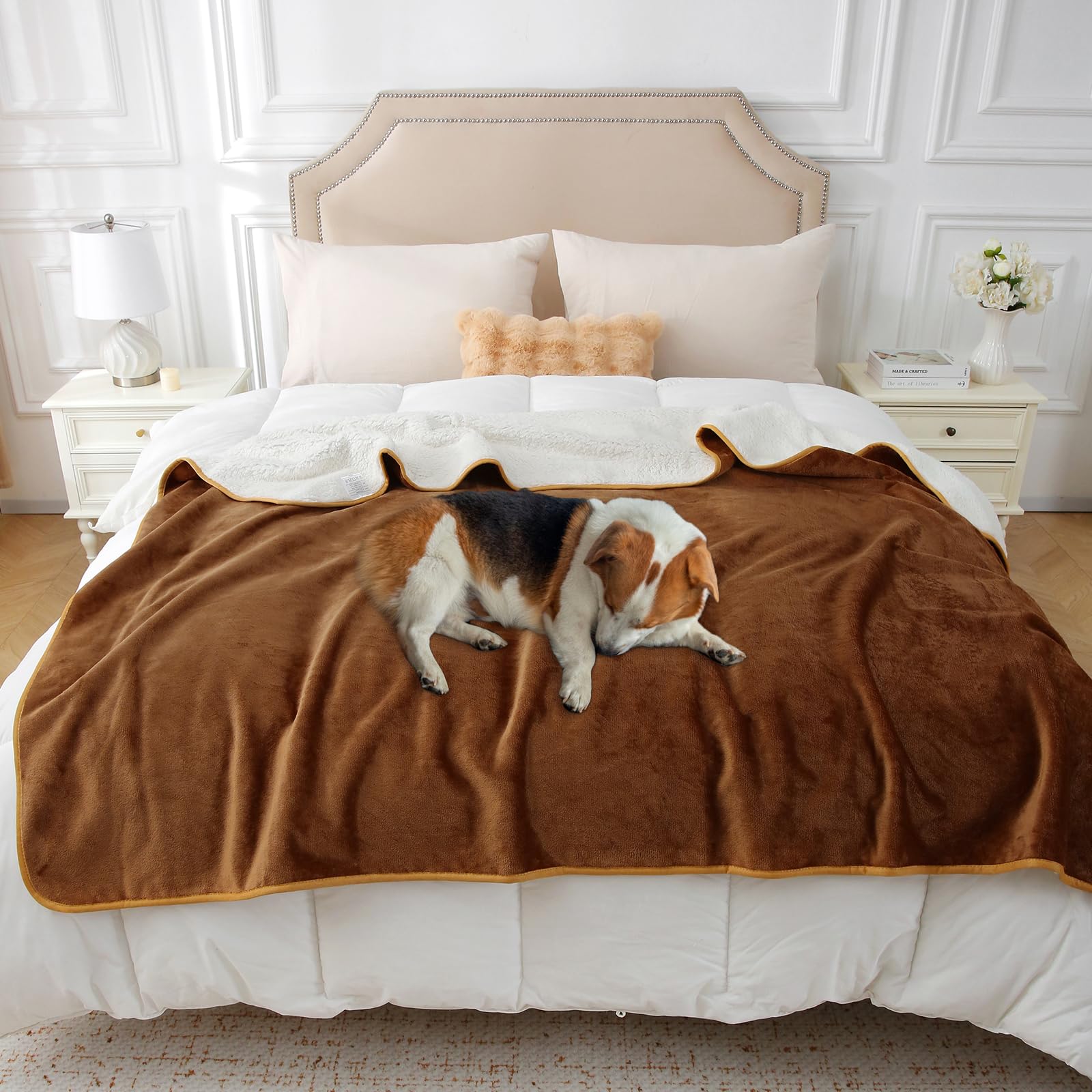 DREAMLANDING Waterproof Fleece Blanket Washable Soft Plush Pet Throw Protects Couch, Chair