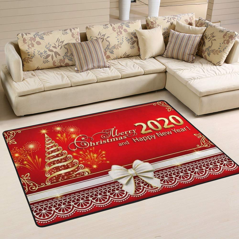 Tapis de salon doré Ruchen pour réchauffer un sol froid et réussir sa décoration de Noël