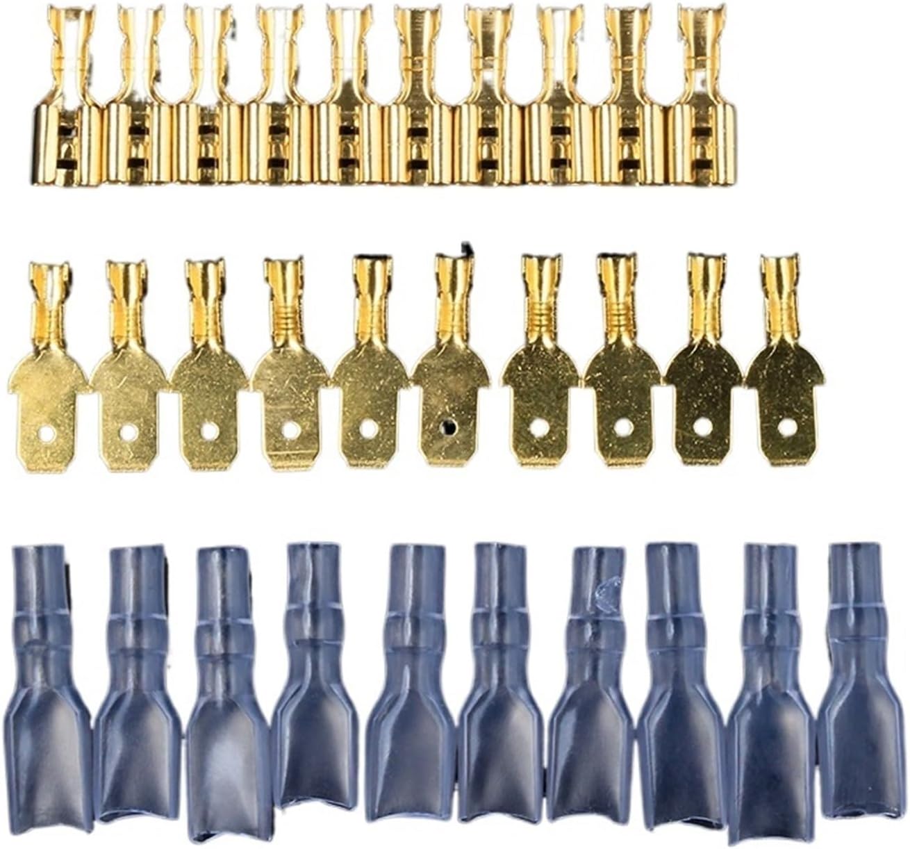 200 Pieces Insulated Male and Female Wire connectors 2.8/4.8/6.3mm Wire Crimp terminals Spade Connector Assorted kit(200pcs 4.8mm Golden)