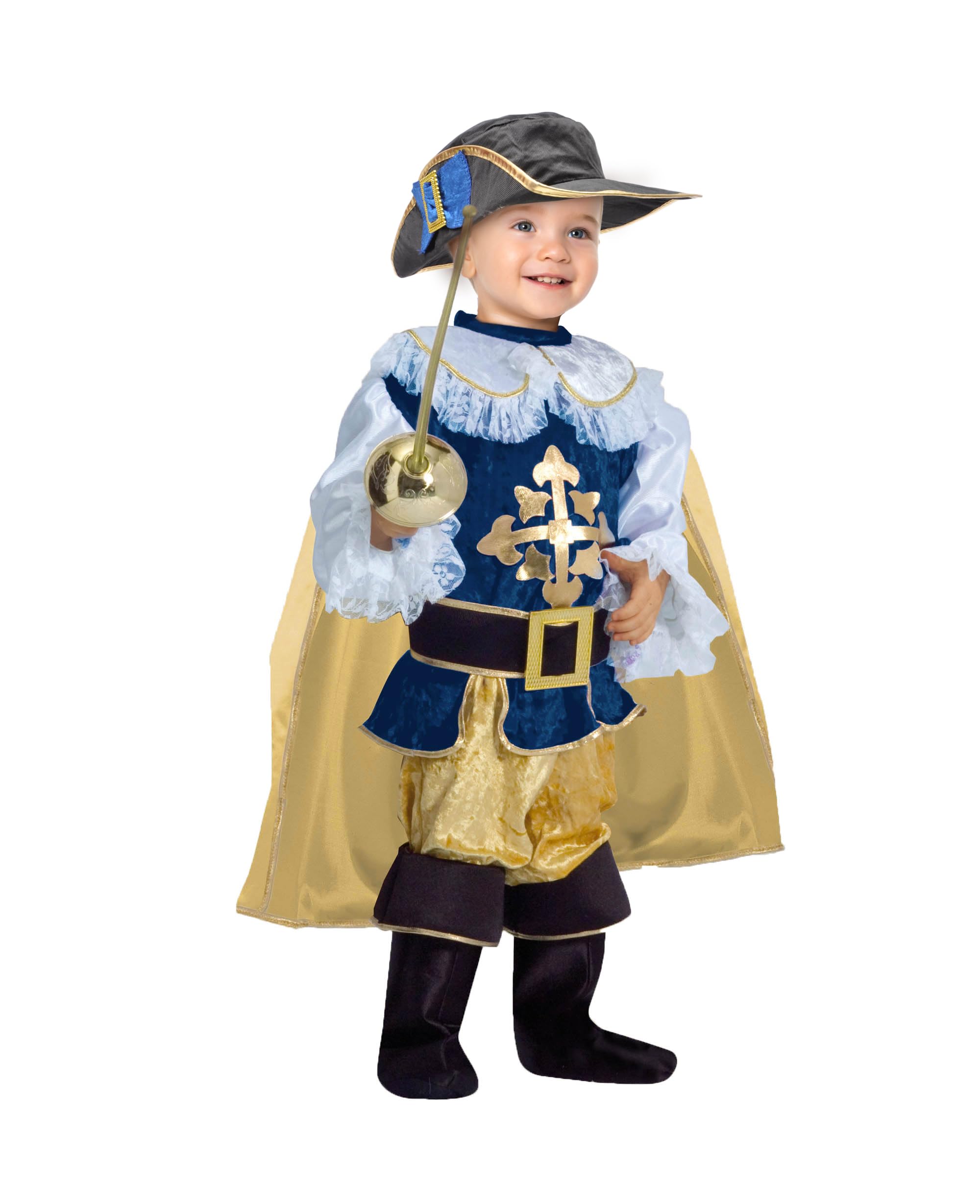 Ciao Hello- Small Musketeer Costume Boy (Size 3-4 Years), Blue/Gold, 3-4 Years, 14535.3-4