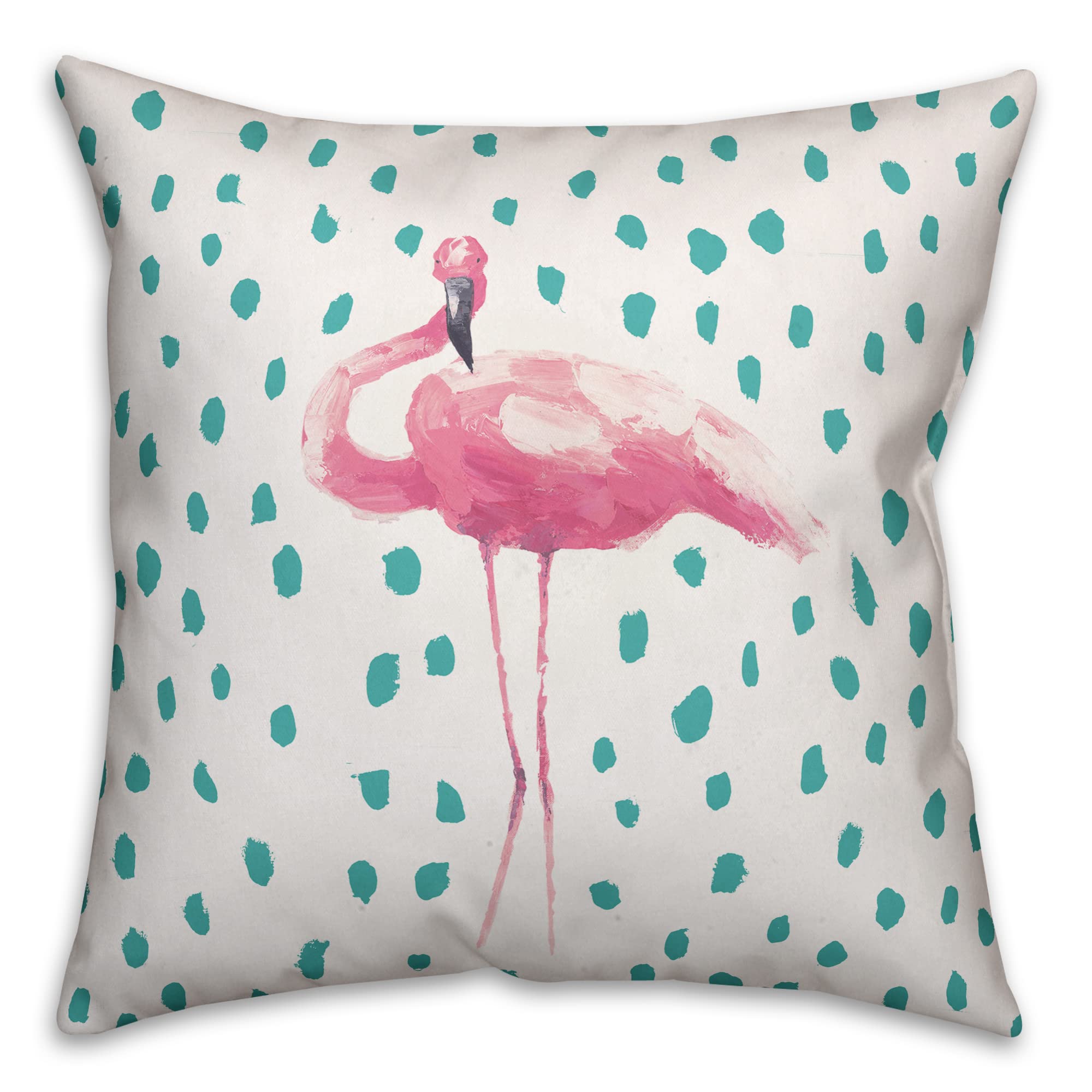 Creative Products Pink & Teal Tropical Flamingo Indoor/Outdoor Pillow | Decorative Pillows for Living Room Couch Bed Sofa Patio, Fluffy Soft Cushion | Water Resistant Pink, 18x18