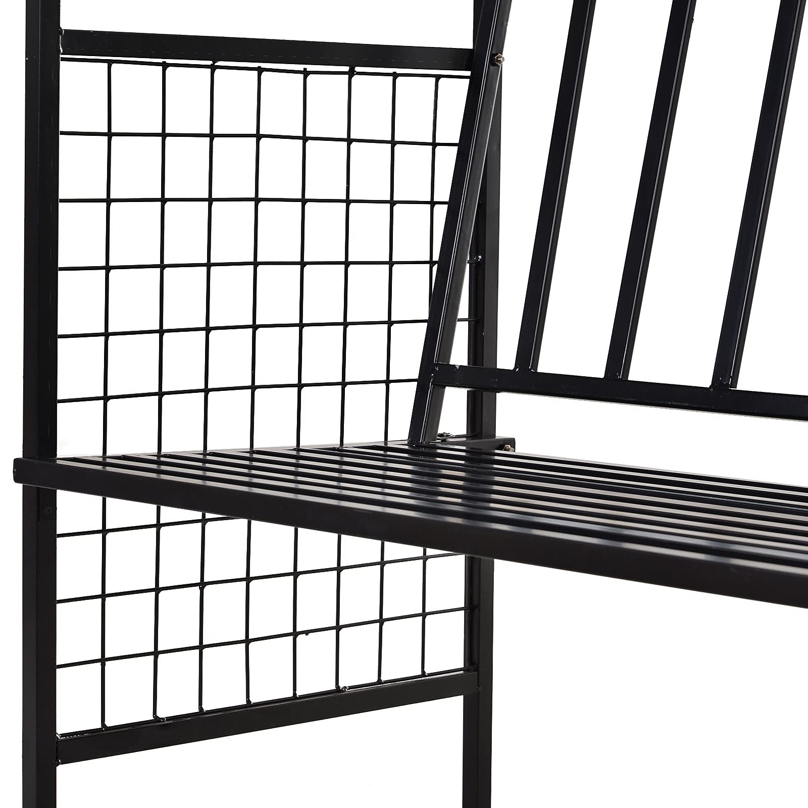 Outsunny Pflanzbogen mit Bank Sitzbank Torbogen Rankgitter Rankhilfe Garten Bogendach Metall Schwarz 154 x 60 x 205 cm