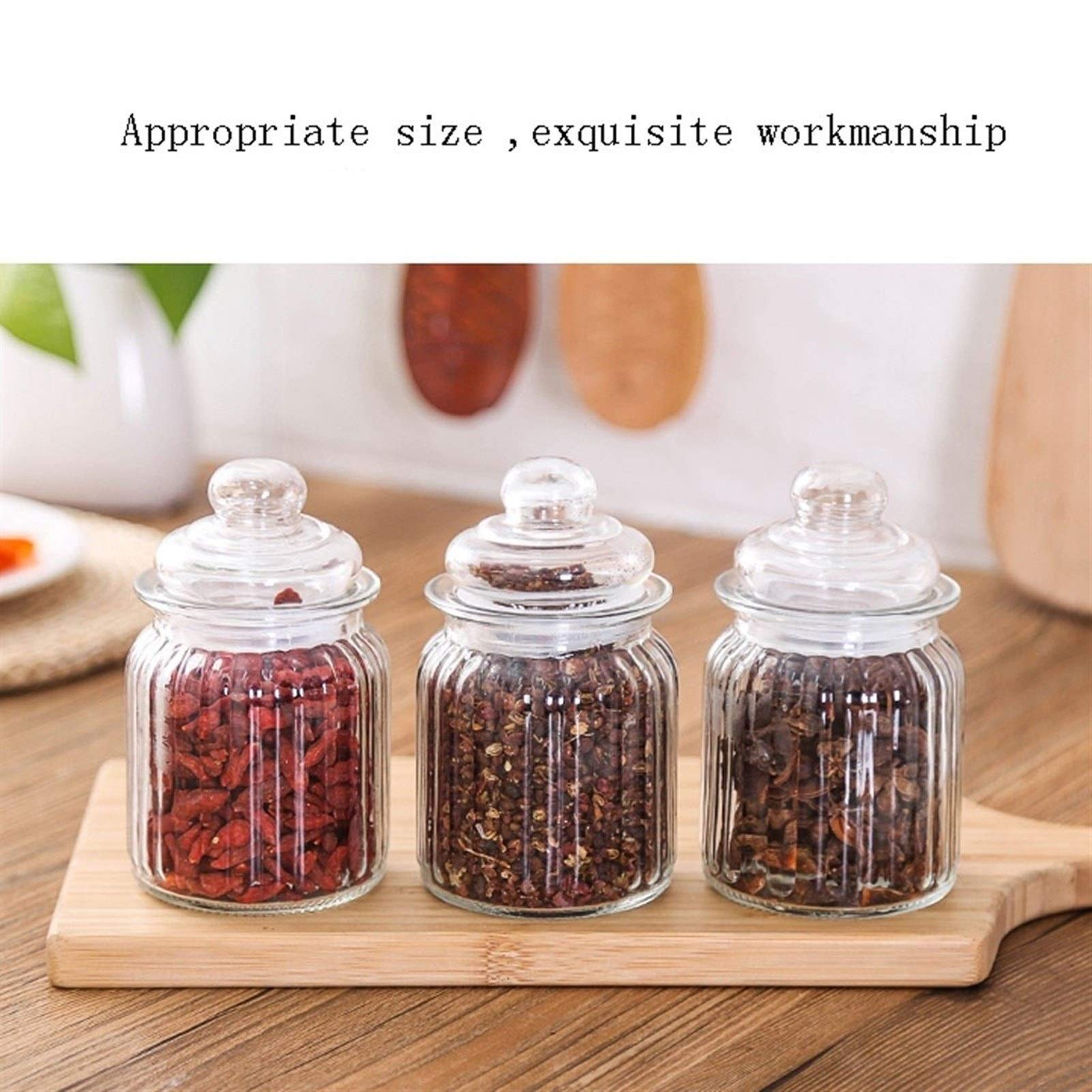 Botes para Alimentos Hermético de Cristal del Frasco Conjunto de 3 con Las Tapas, la Comida Tarro de Almacenamiento, Almacenamiento de Grano de café, Hojas de té, Dulces, Miel. Botes Herméticos