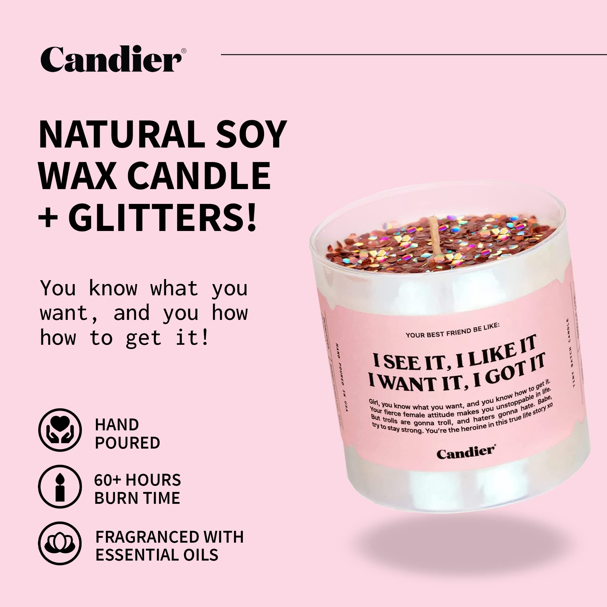 I See It, I Like It Scented Candle, Natural Soy Candle with Orange & Peach Notes, Aromatherapy Candle for Relaxation, Unique Candles Gifts for Women, 60-Hour Burn Time - Candier by Ryan Porter