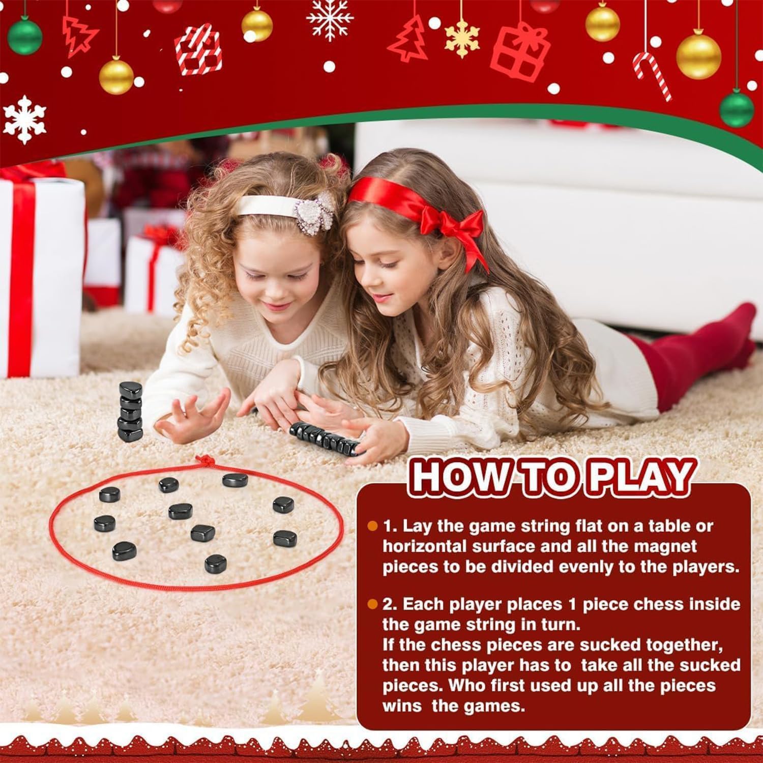 Magnet Game for Kids and Adults-Fun Strategy Board Games 2-4 Players-Portable Party Travel Game with String-Best Christmas Stocking Stuffers Gifts for Teens&Elders (Family Game Night Edition) image 5