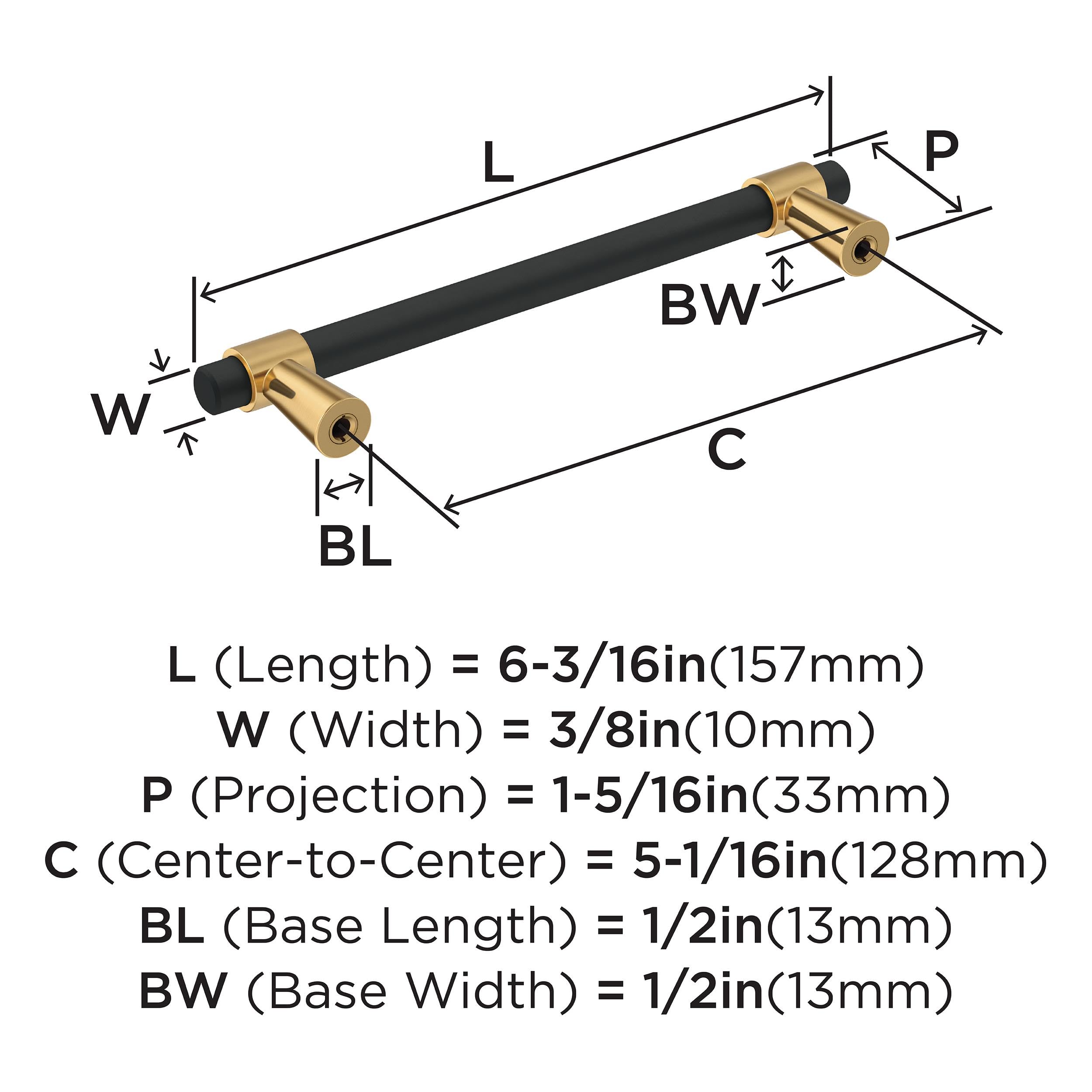 Amerock, Matte Black/Champagne Bronze, 5-1/16 inch (128mm) Center-to-Center - Image 4