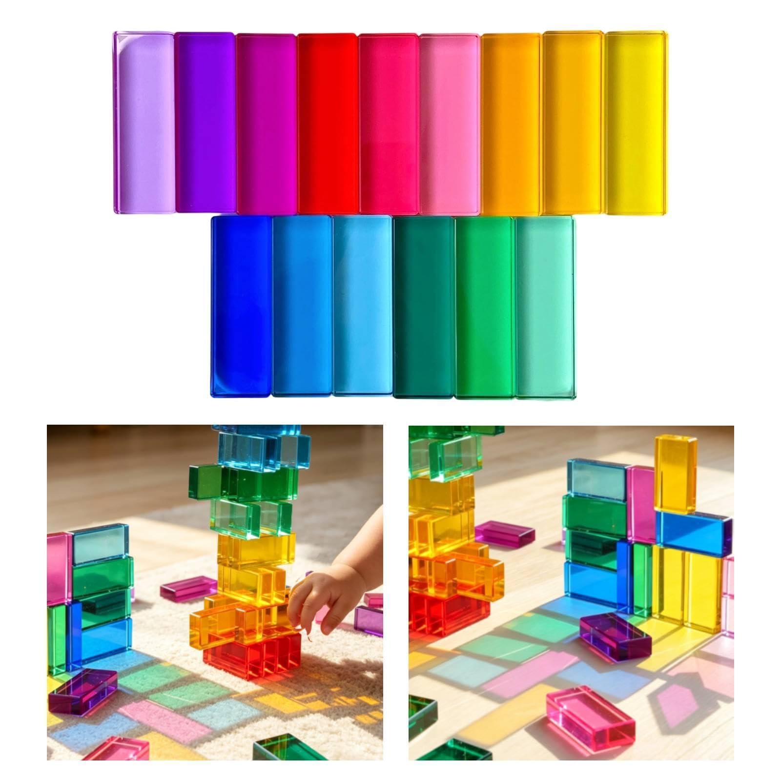 Bloques de Construcción, 15 Bloques, Rectángulos Translúcidos para Aprender Los Colores, Juguete de Desarrollo Sensorial para Niñas.