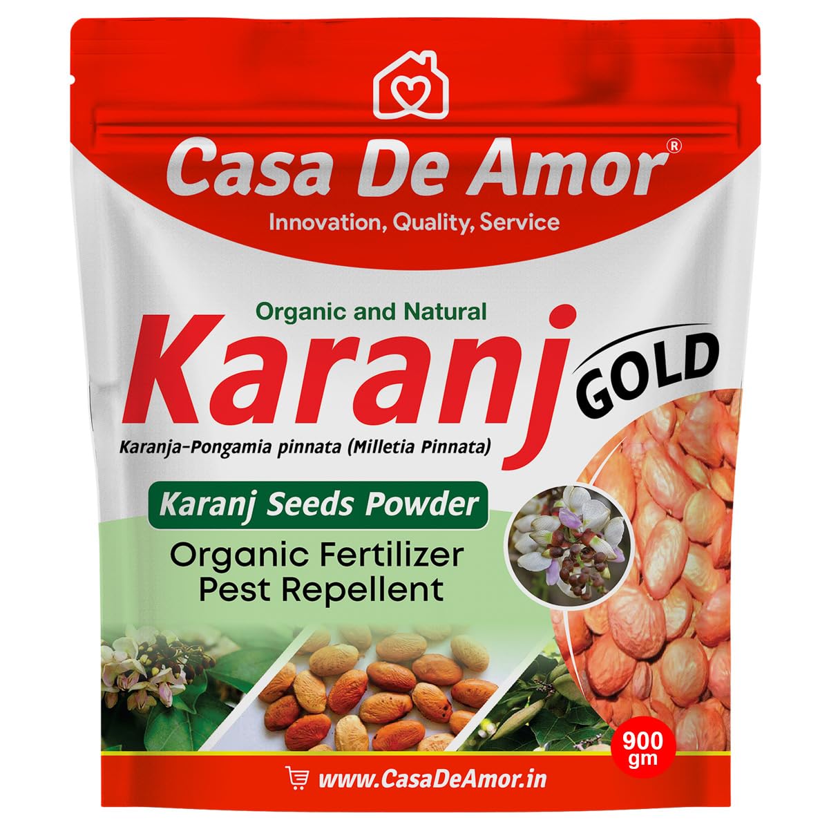 Casa De Amor Karanj Seed Powder | Organic Plant Food & Natural Pest Repellent | Enriches Soil & Protects Against Pests & Fungi | 900 gm