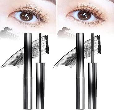 Iron Strong Mascara, 3D Curling Eyelash Iron Mascara, Iron Mascara, Non-Clumping, Smudge Proof, Flake Proof, Long Lasting Black -2PCS