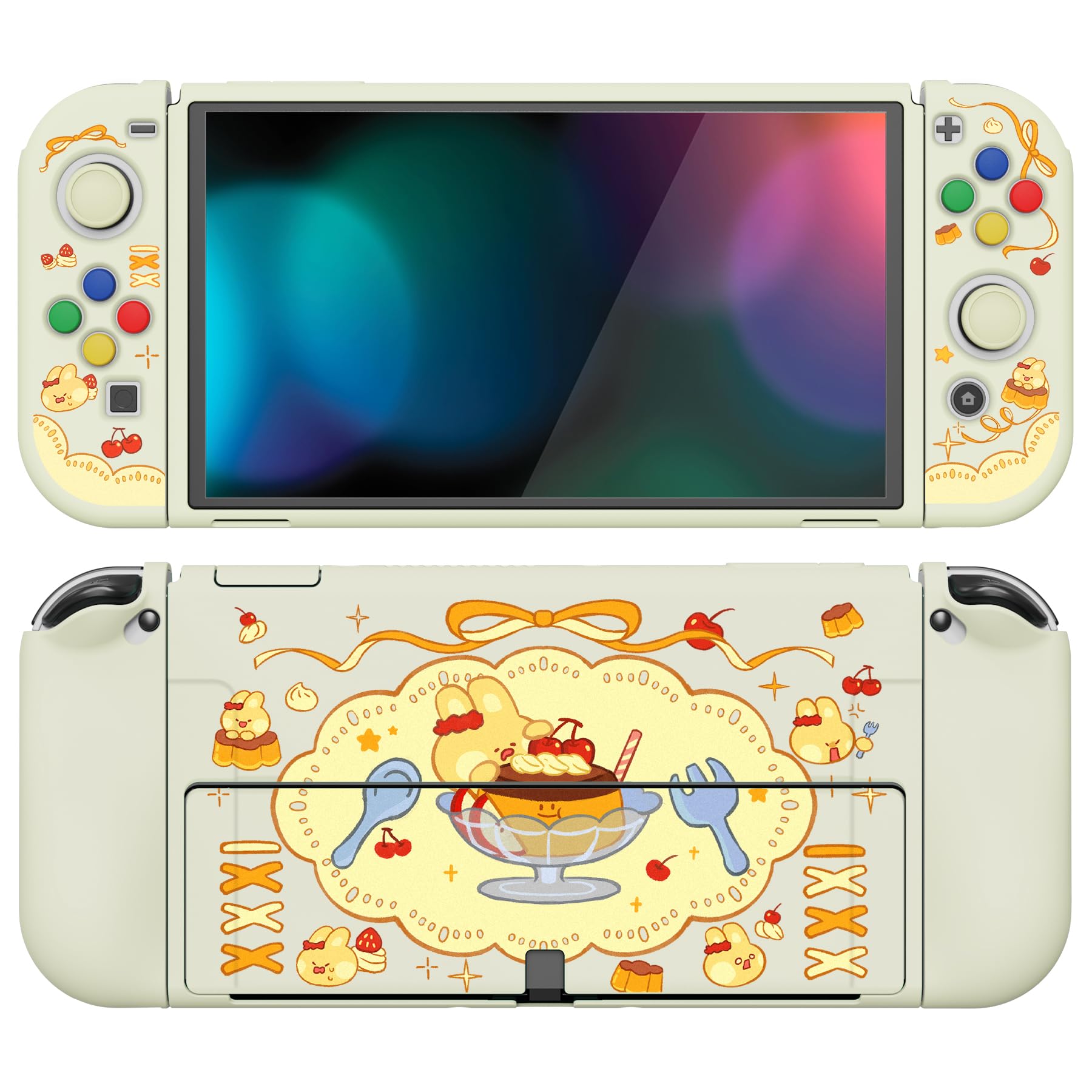 PlayVital Funda Suave para Nintendo Switch OLED - Carcasa Protectora Ergonómica para Joy-con, Grip Antideslizante con Tapas de Joysticks y Botones ABXY & Dirección (Gatos en Piscina) — view 22