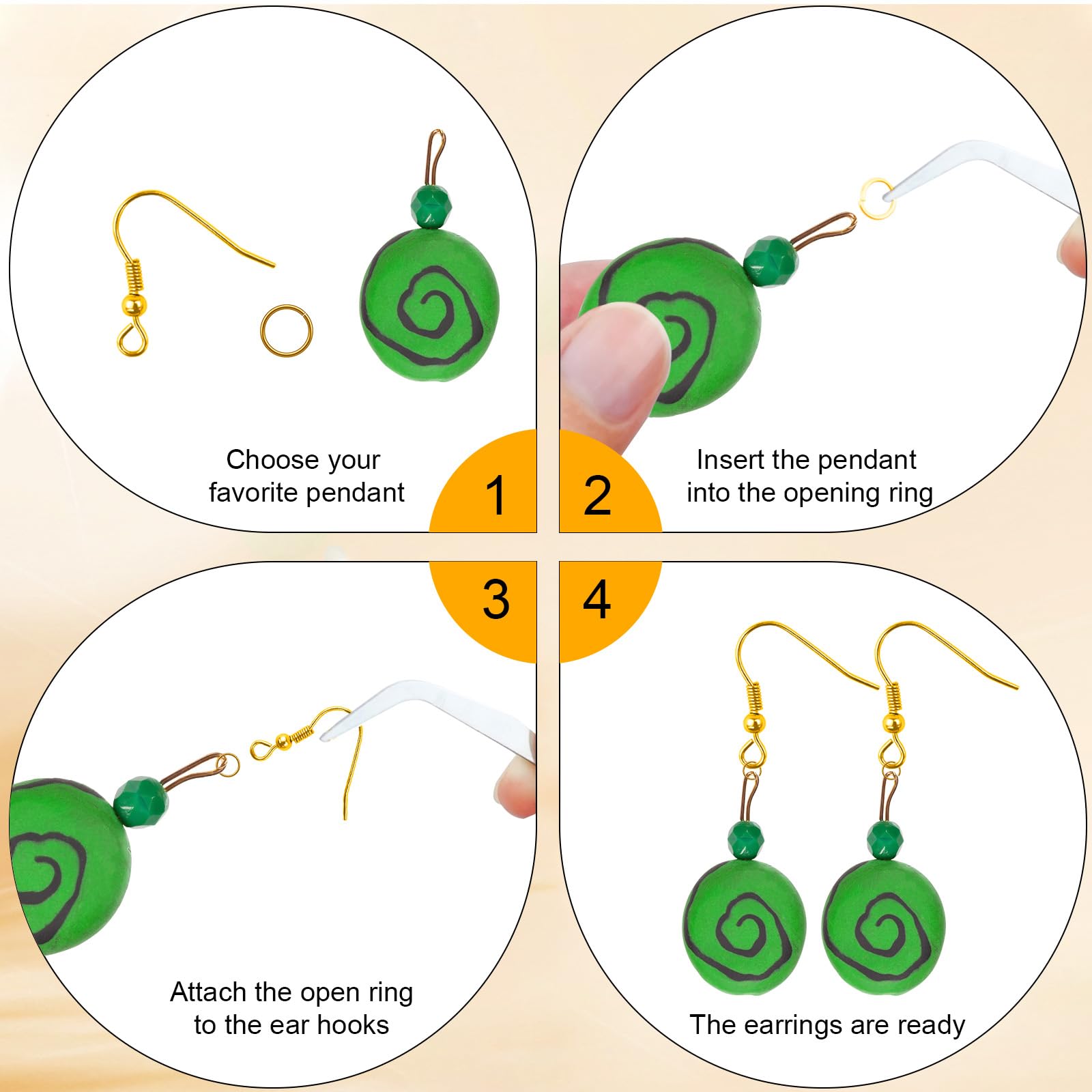 Kit Fai Da Te Per Orecchini - 1350 Pezzi Di Ganci Anallergici In Argento 925 E Oro - Per Creazioni