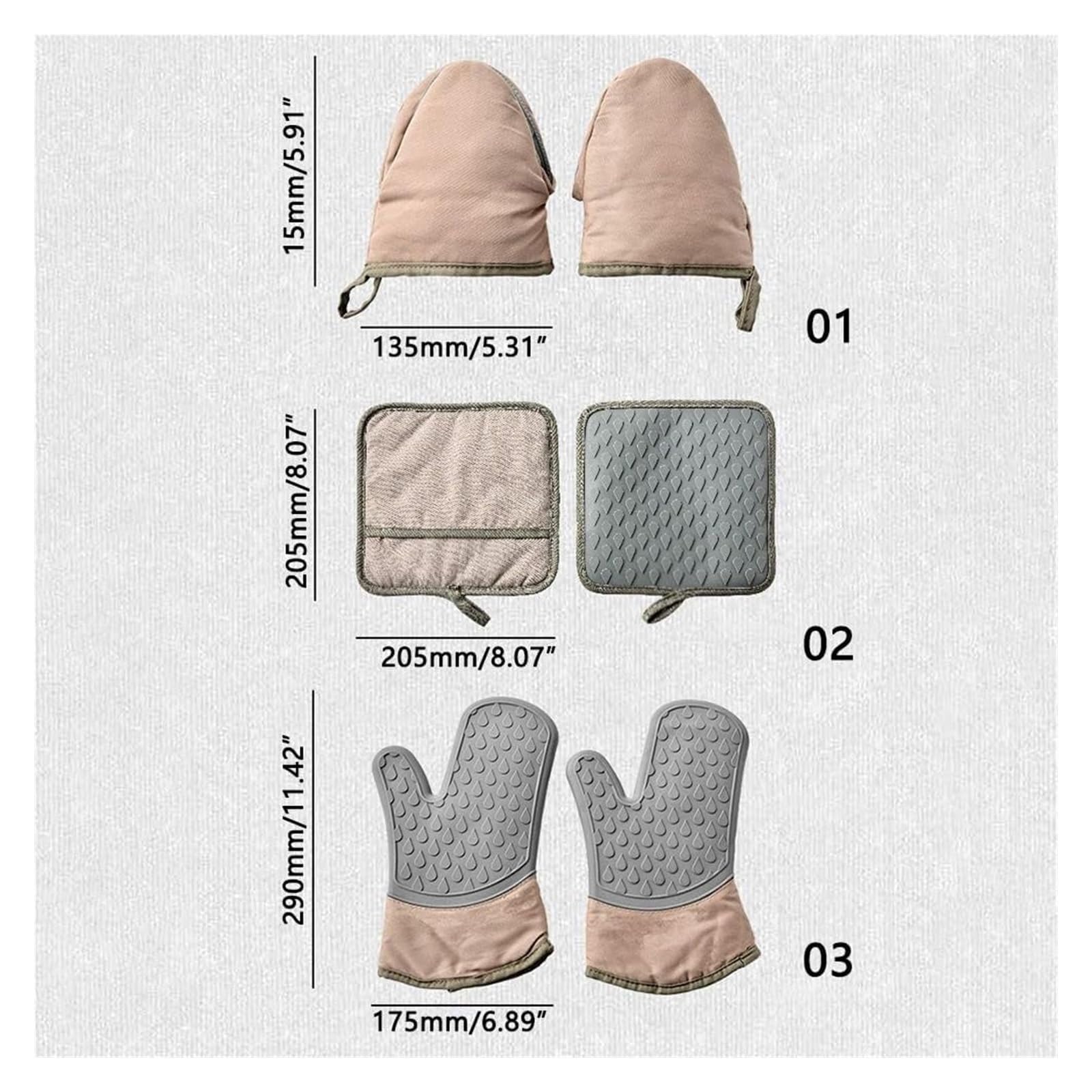Rękawice kuchenne Bawełniane gadżety kuchenne Rękawice izolacyjne Rękawice żaroodporne Rękawice kuchenne do patelni Tostery Kuchnia (Color : 01)