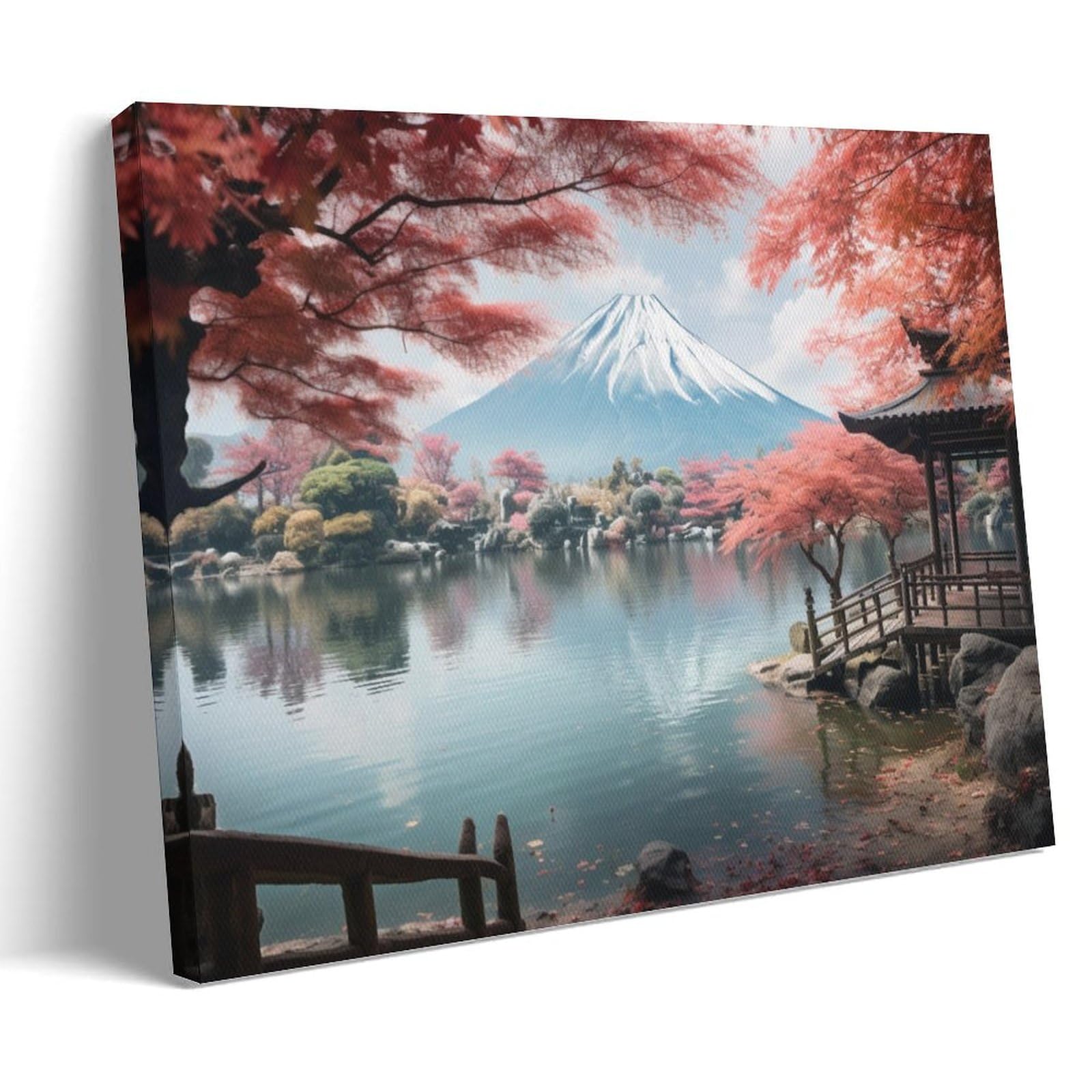 Gmukiffy Snow Mountain Lake Painting On Canvas Wall Art Tree Natural Landscape Stretched And Framed Canvas Prints Artwork For Home Decorations Ready To Hang Wall Decor 16X24inch(40X60cm)