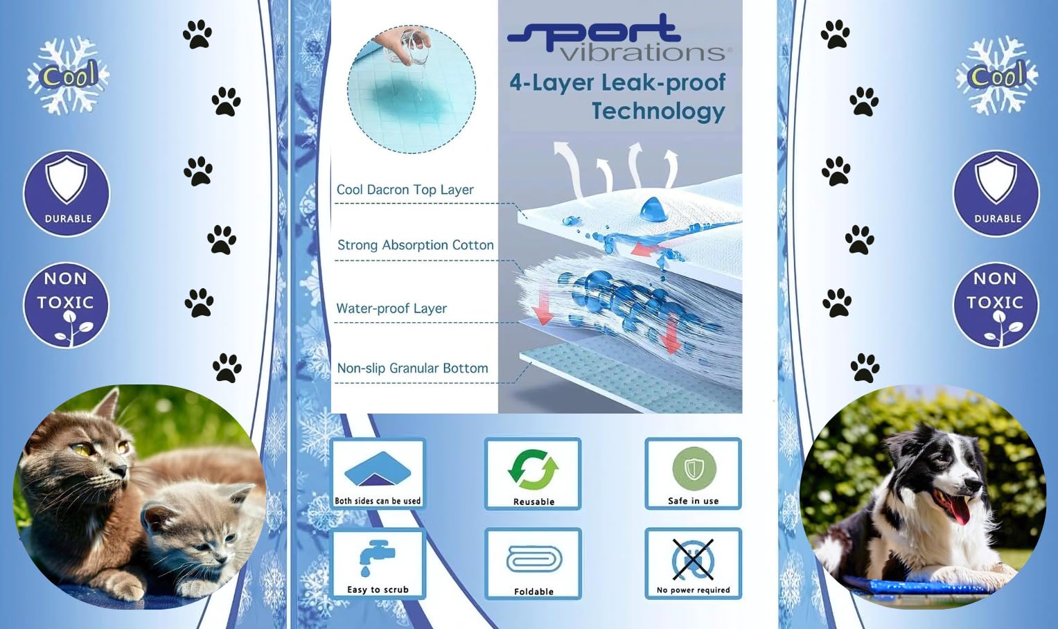Tappetino refrigerante (Large 50 x 90 cm) per cani e gatti – Autoraffreddante, atossico, durevole e resistente ai graffi – rigenerazione automatica della funzione di raffreddamento