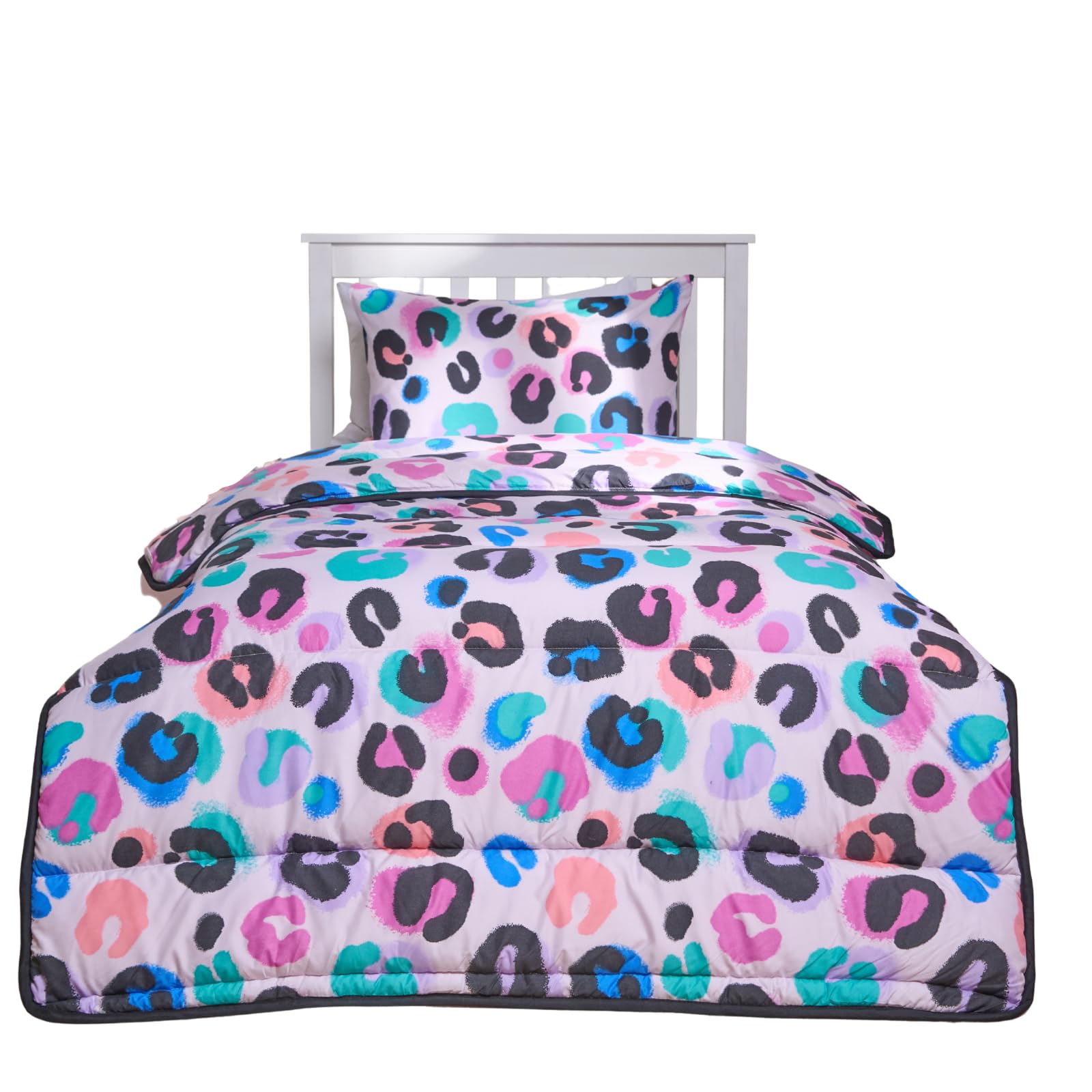 OHS Single Duvet 10.5 Tog, Kids Coverless Duvet Soft Warm Microfibre Fabric Pink Leopard Print Design All Season Comfort Washable Single Bed Duvets with Pillowcase — image 1