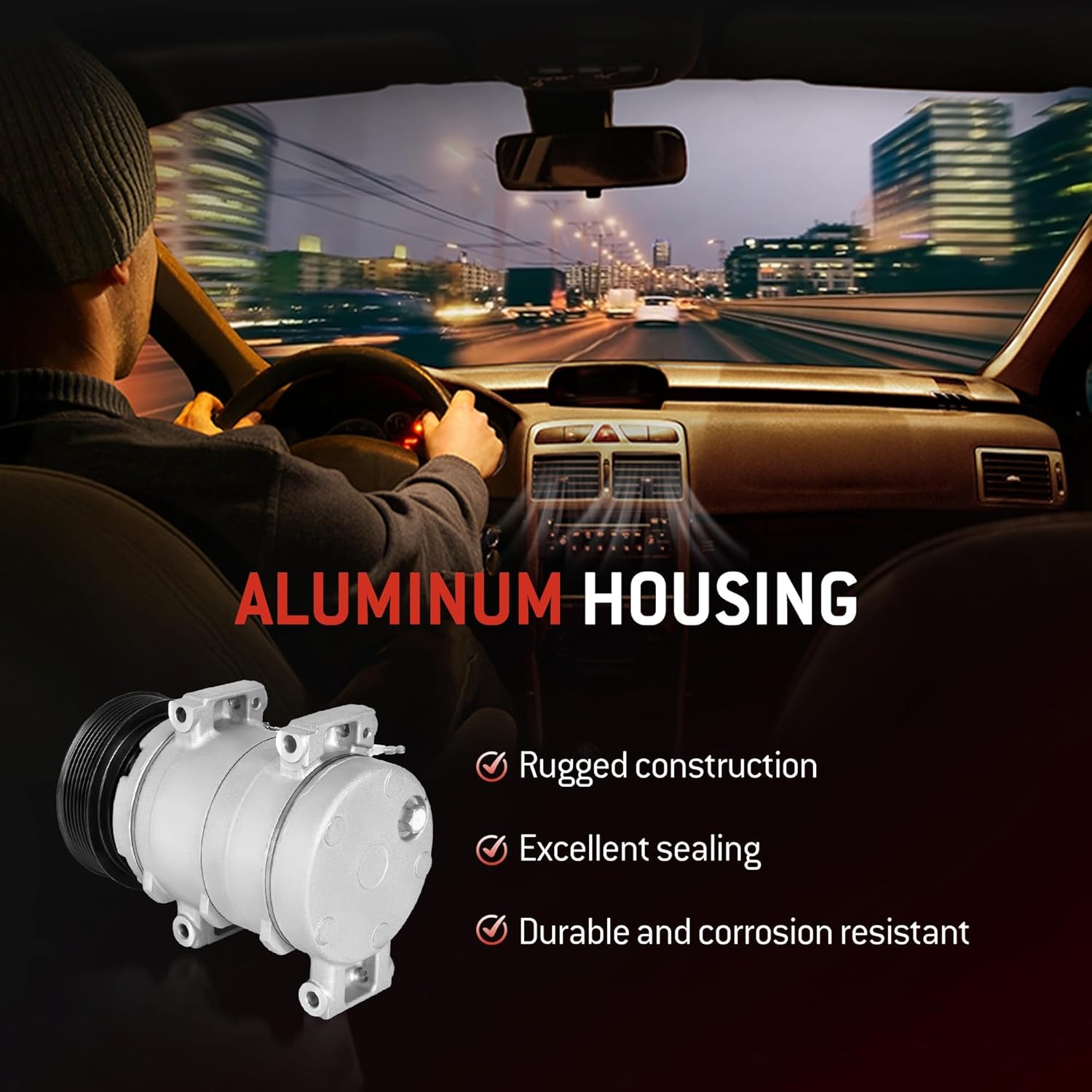 HYR Automotive Air Conditioning Compressor AC Compressor with Clutch Compatible with Toyota Tacoma 2005-2015 2.7L 4.0L, 7 grooves, Replace# 8832004060, 68677, CO10835C