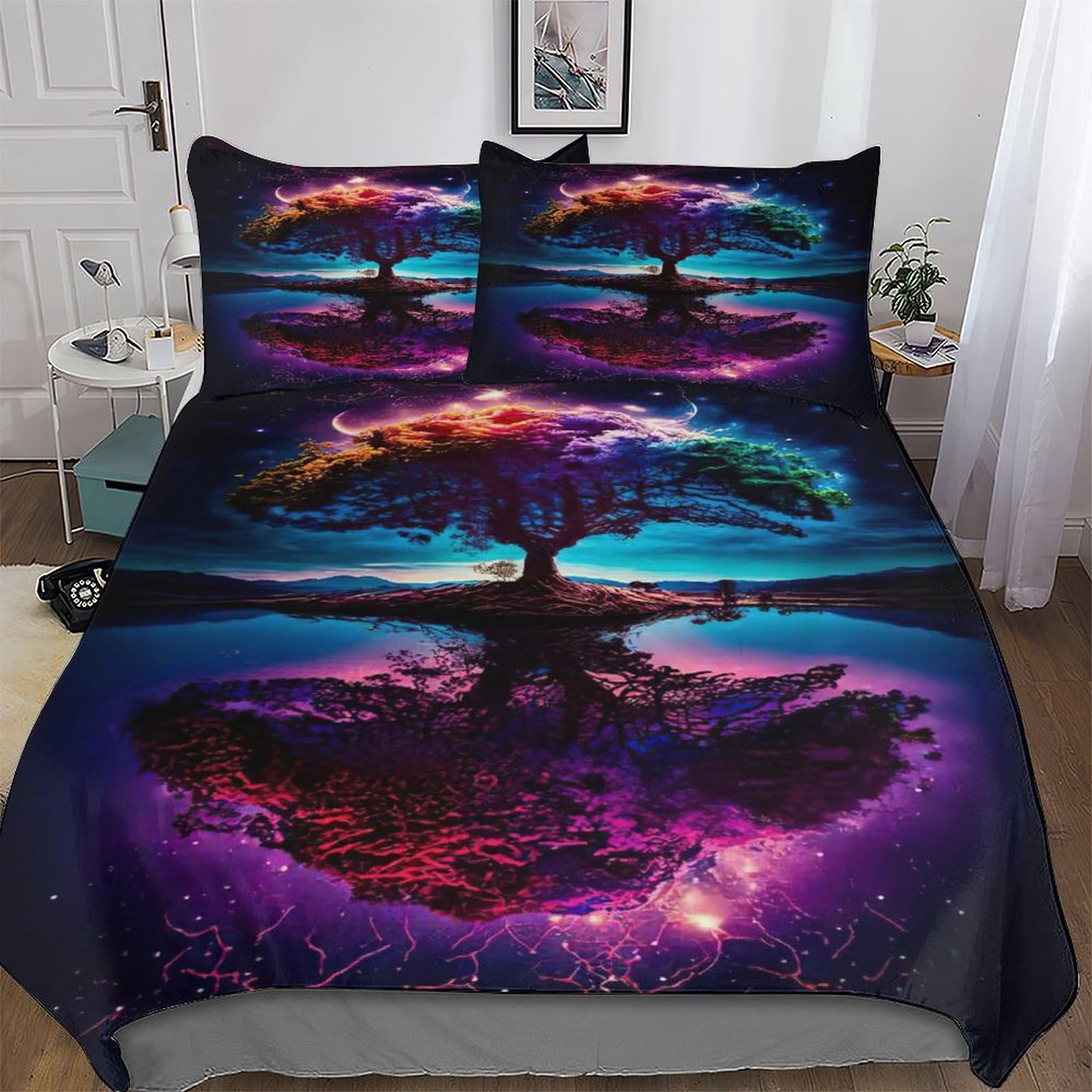 Housse de couette Arbre de Vie 200x200 anti-plis pour un lit double toujours impeccable