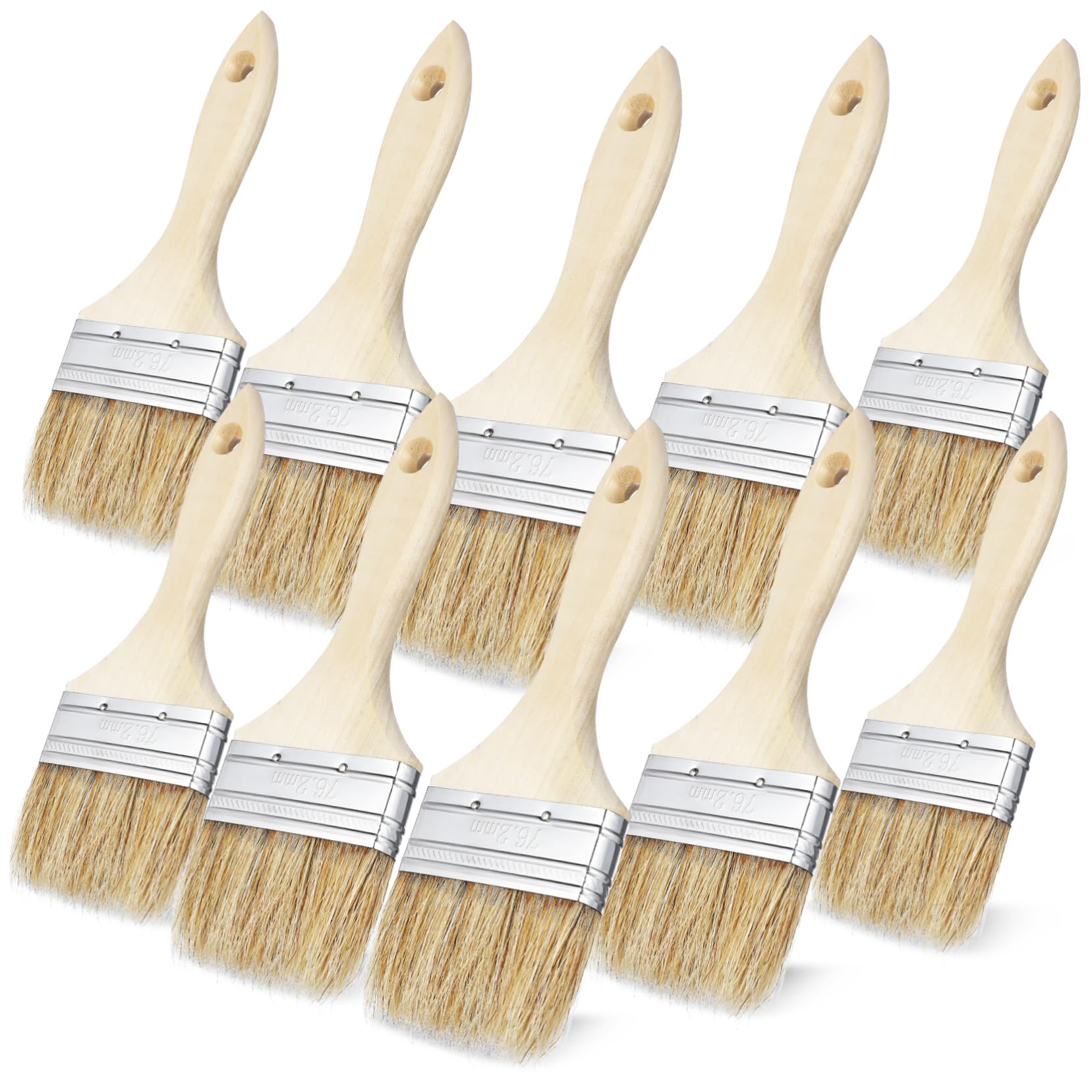 SHINEOFI Cepillo De Pelo De Cerdo Chip Parilla Cepillo para Parrilla Hilván Pinceles Salsa Cepillo De Virutas Pincel De Pintura Brocha De Madera 10 Piezas X 4
