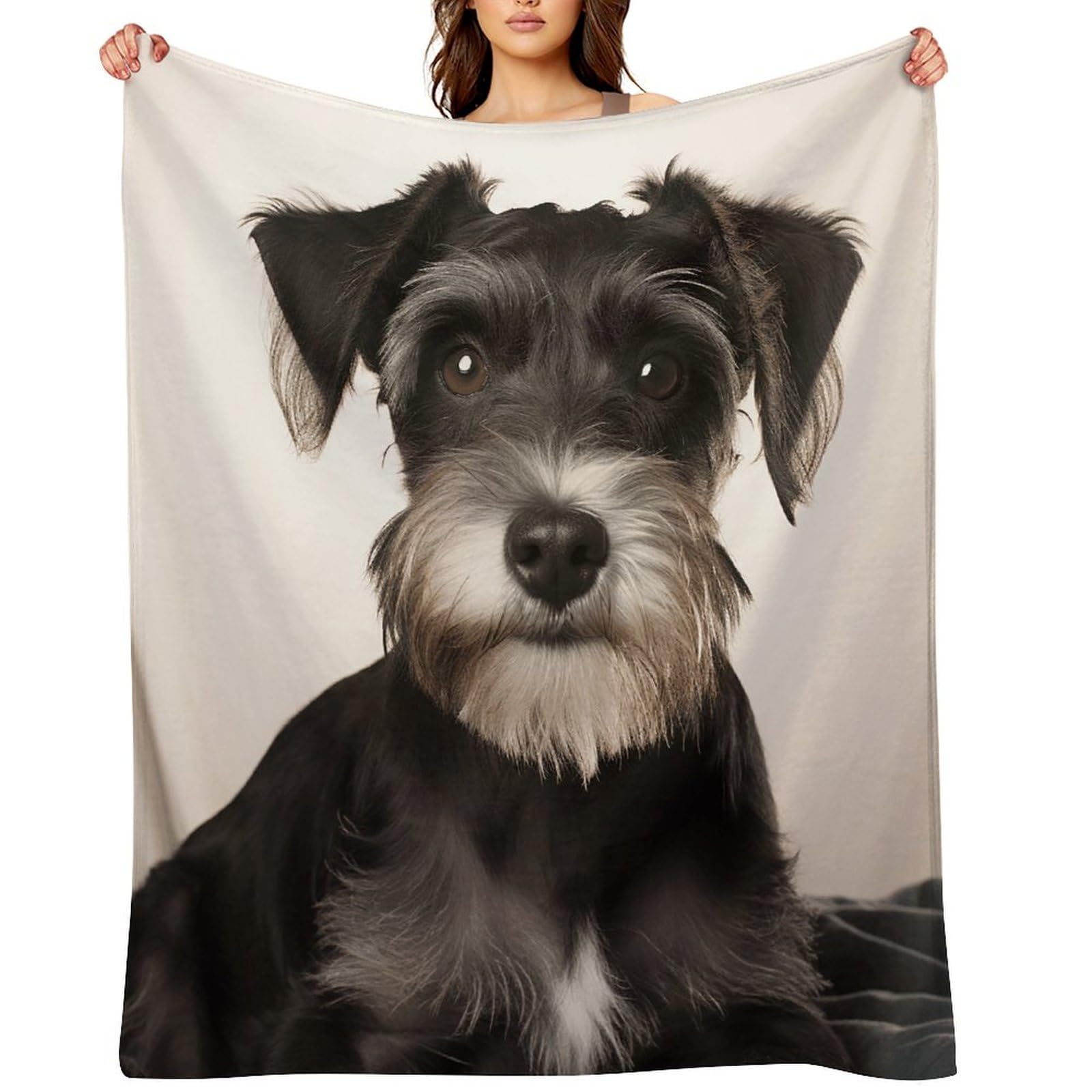 Cute Schnauzer Throw Blanket for Couch and Bed Super Soft Warm Lightweight Throw Blankets Cozy Fuzzy Flannel Blanket Personalized Decorative Blankets for Sofa Decor 30"x40"