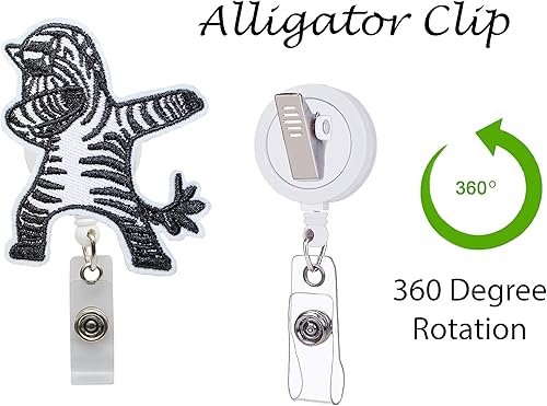 Miniatura 4 de Dabbing Zebra - Carrete de identificación retráctil con clip de cocodrilo para hospitales, médicos y personal de oficina profesional