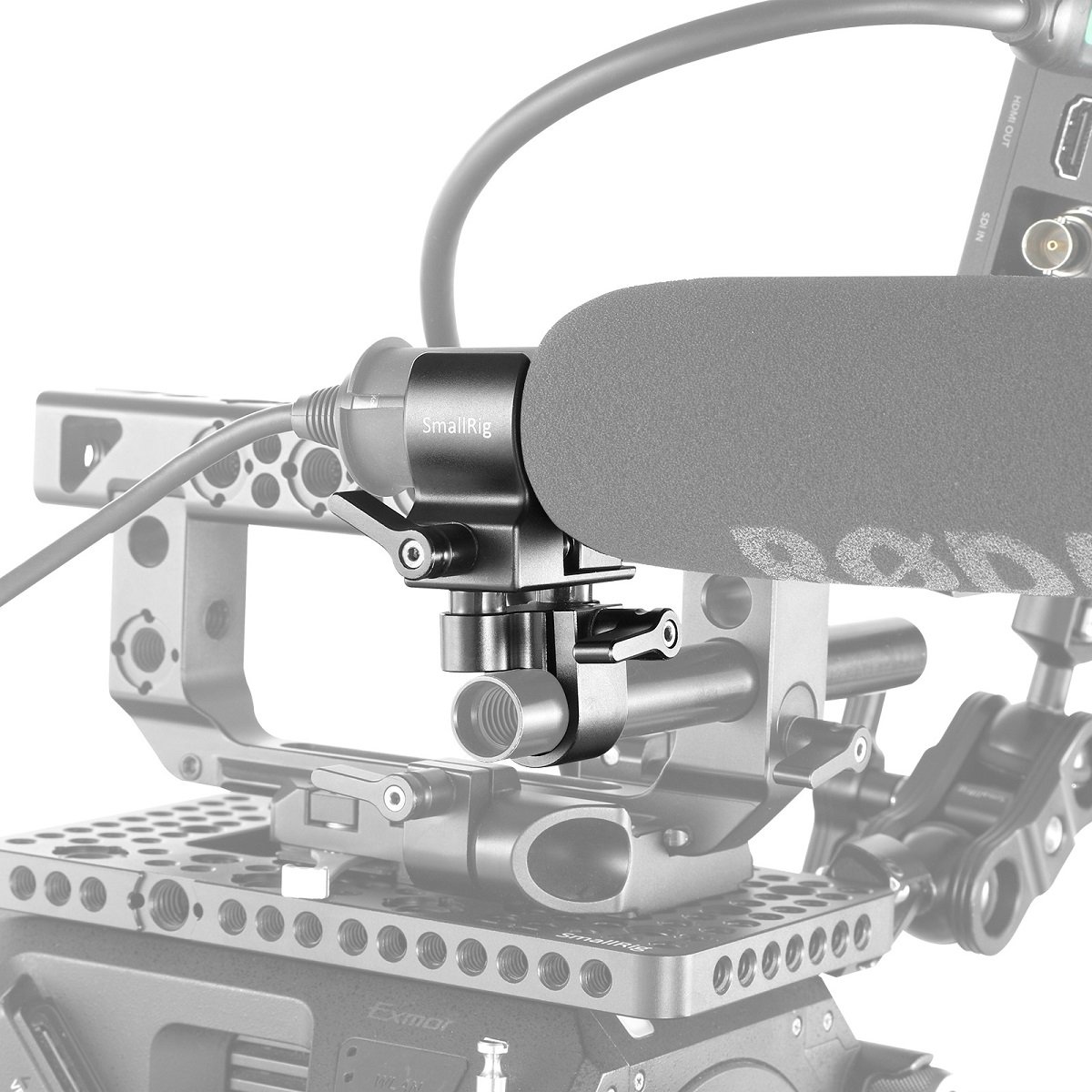 SMALLRIG Soporte de micrófono, Clip de Micrófono Tipo Escopeta (para 19-25 mm de Diámetro) con Gel de Sílice Elástico, Absorción de Golpes y Ruido - 1993