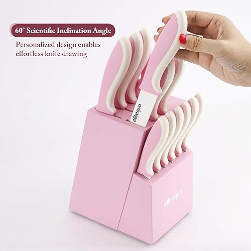 Miniatura 6 de Juego de cuchillos de cocina de 14 piezas con afilador integrado, acero inoxidable alemán y cuchillas recubiertas de cerámica, apto para lavavajillas