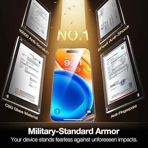 Miniatura 2 de TORRAS Diamond Shield - Protector de pantalla para iPhone 15 Plus protección de grado militar Vidrio templado irrompible 9H inastillable para iPhone