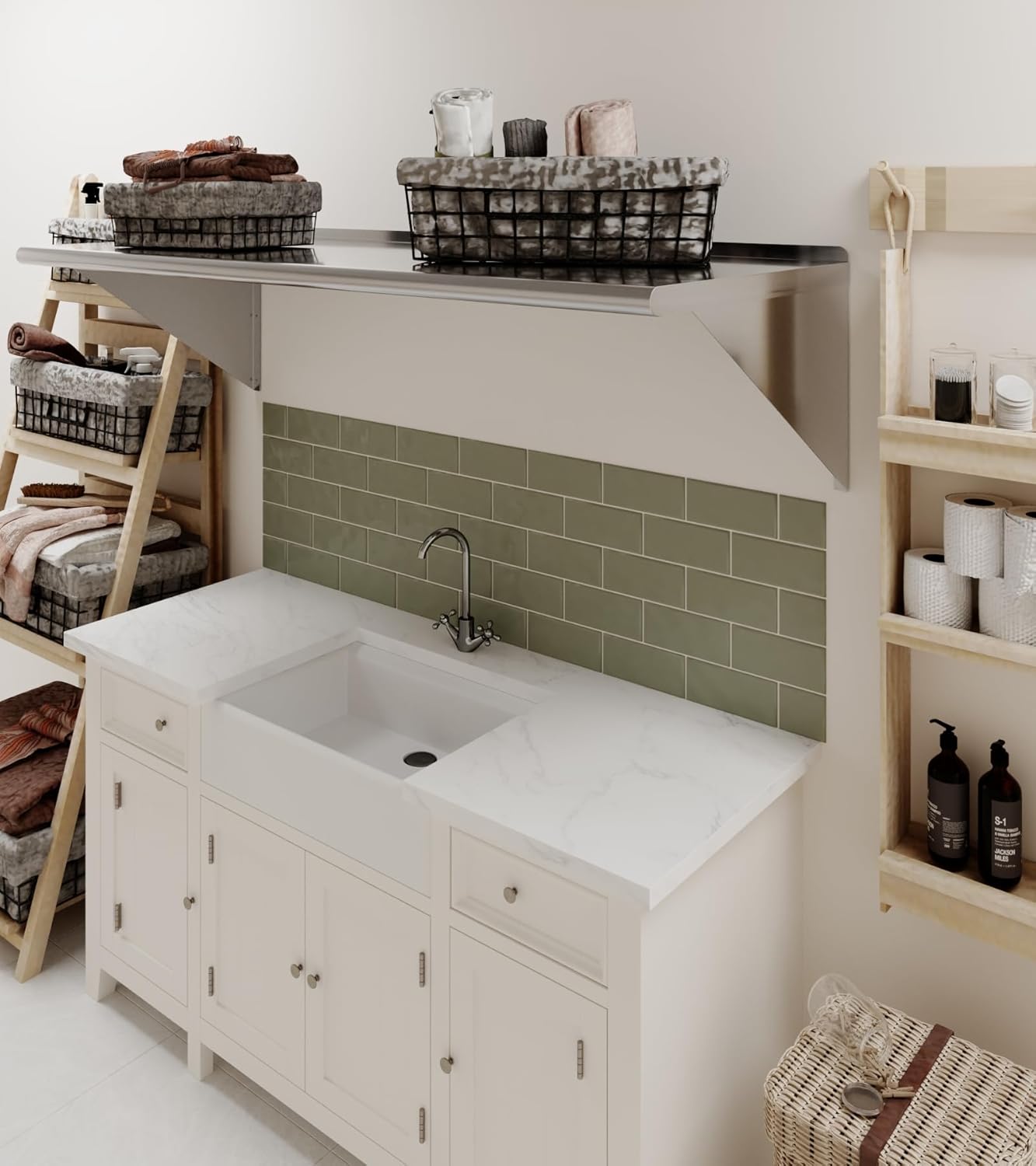 AmGood 24 in. x 60 in. Stainless Steel Wall Shelf | NSF | Metal Shelving | Garage, Laundry, Storage, Utility Room | Restaurant, Commercial Kitchen